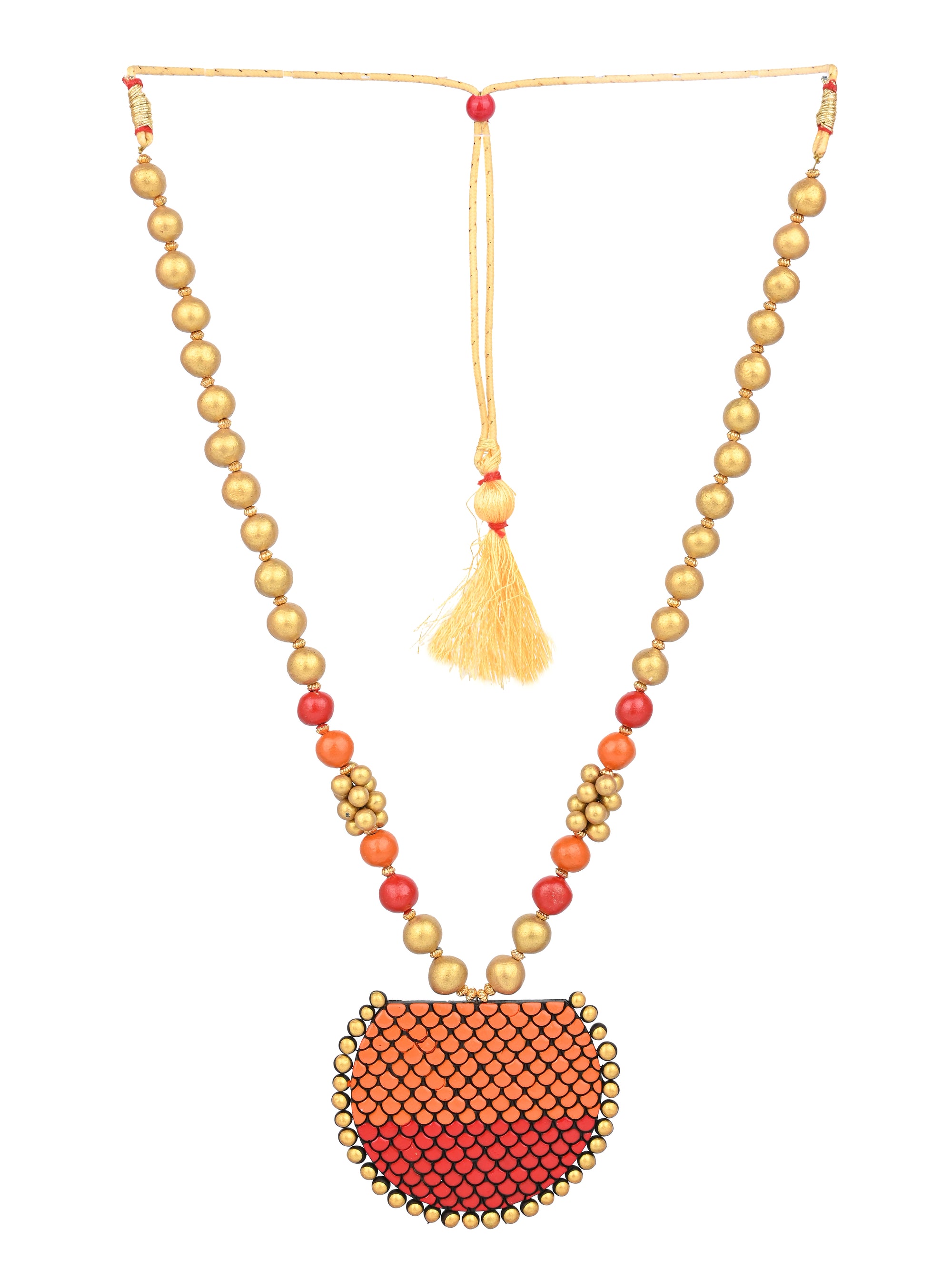 MAURYANA - Terracotta dual tone necklace set with earrings in assorted colors - adjustable length