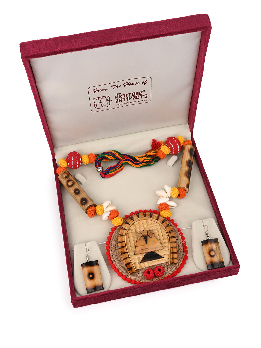 MAURYANA - Bamboo crafted traditional bengal necklace with earrings - adjustable length