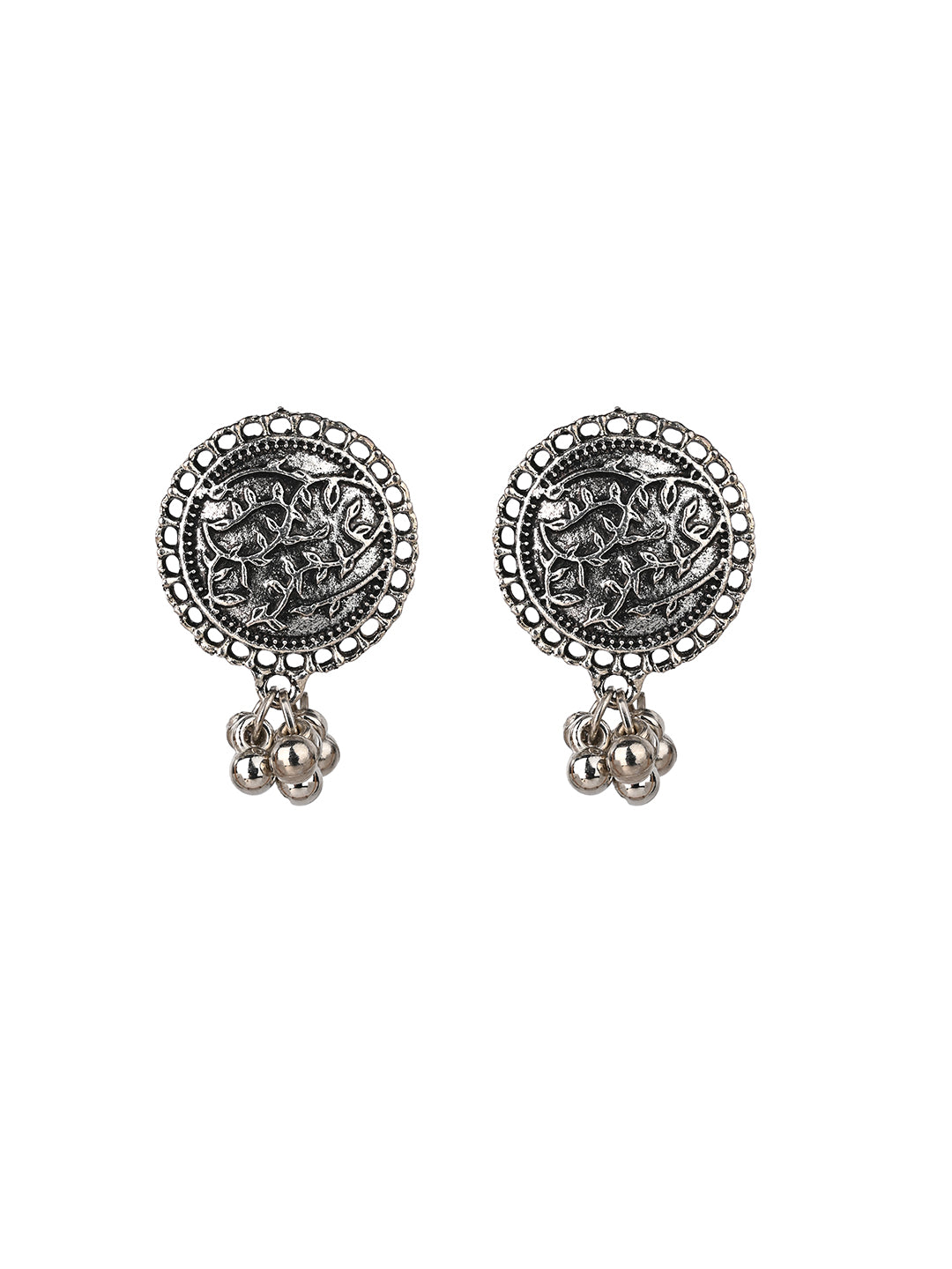 MAURYANA - Silver grey fabric necklace with beadwork and earrings set - adjustable length