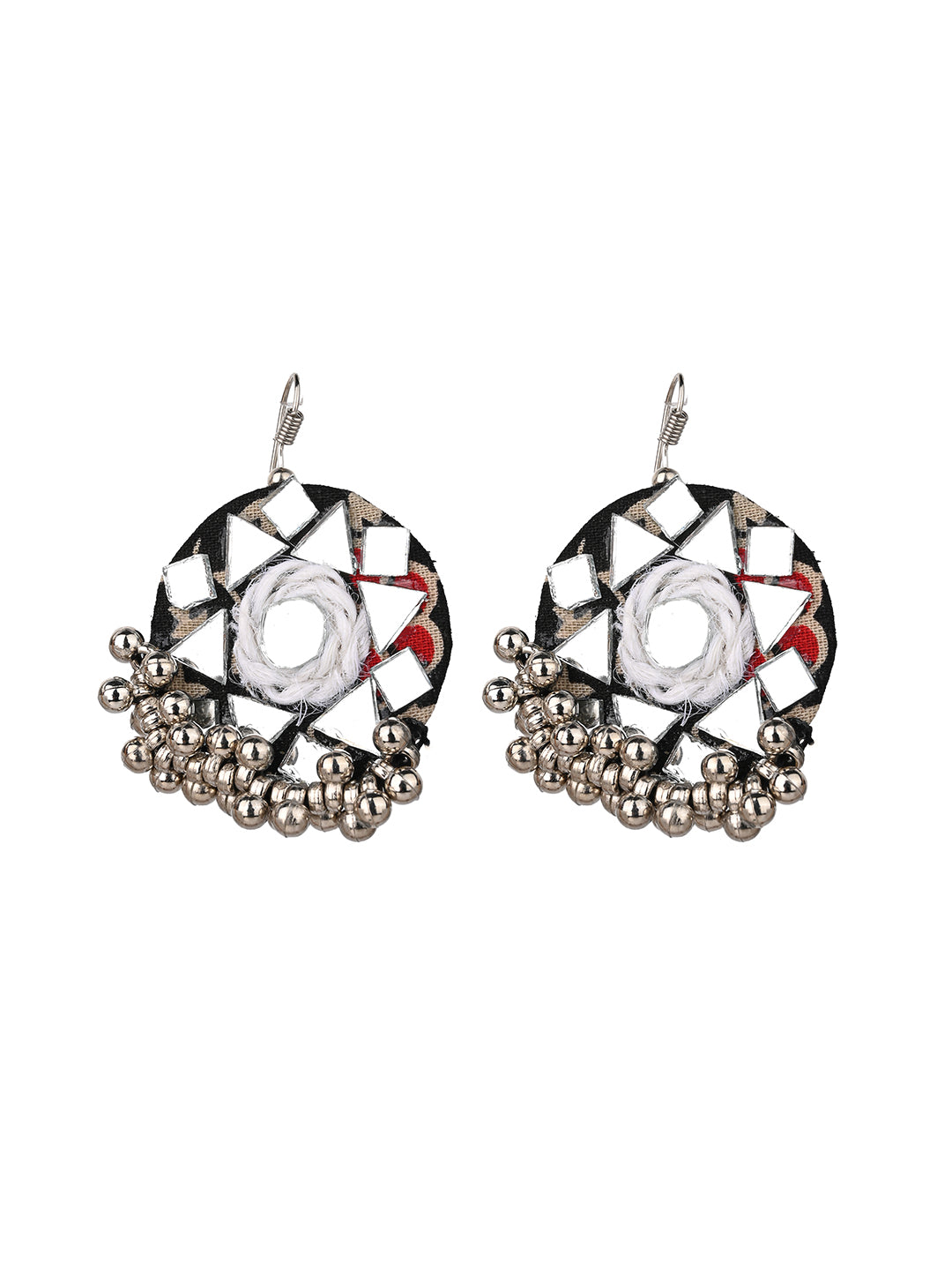 MAURYANA - Colorful beads with mirror work pendant necklace and earrings - adjustable length