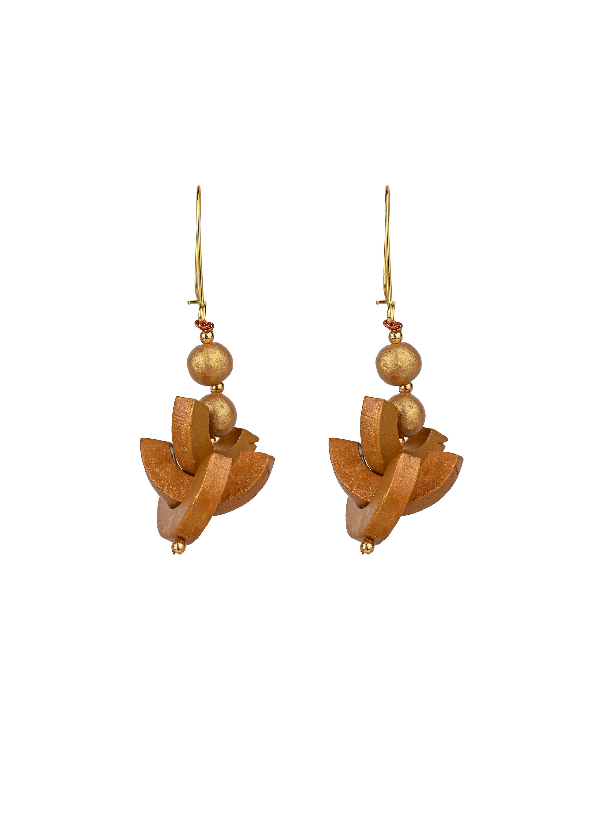 MAURYANA - Terracotta abstract design gold color necklace set with earrings - adjustable length