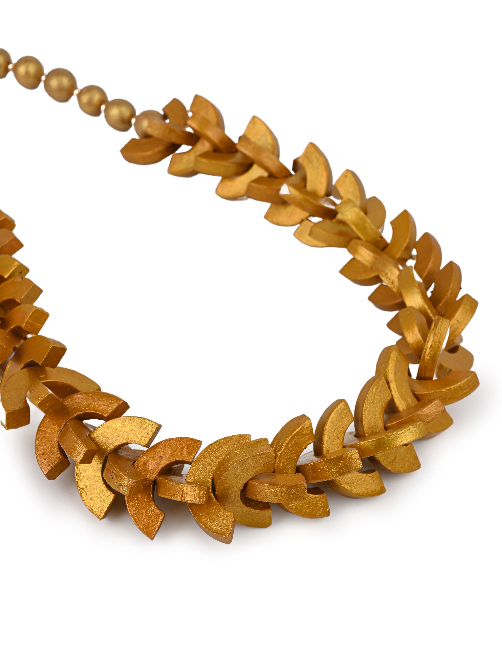 MAURYANA - Terracotta abstract design gold color necklace set with earrings - adjustable length