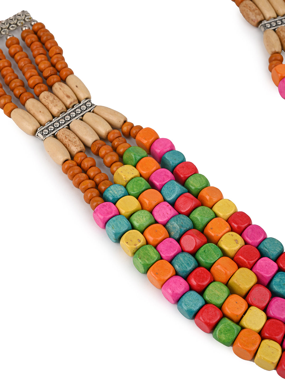 MAURYANA - Heavy multilayered colorful beadwork necklace with earring - adjustable length