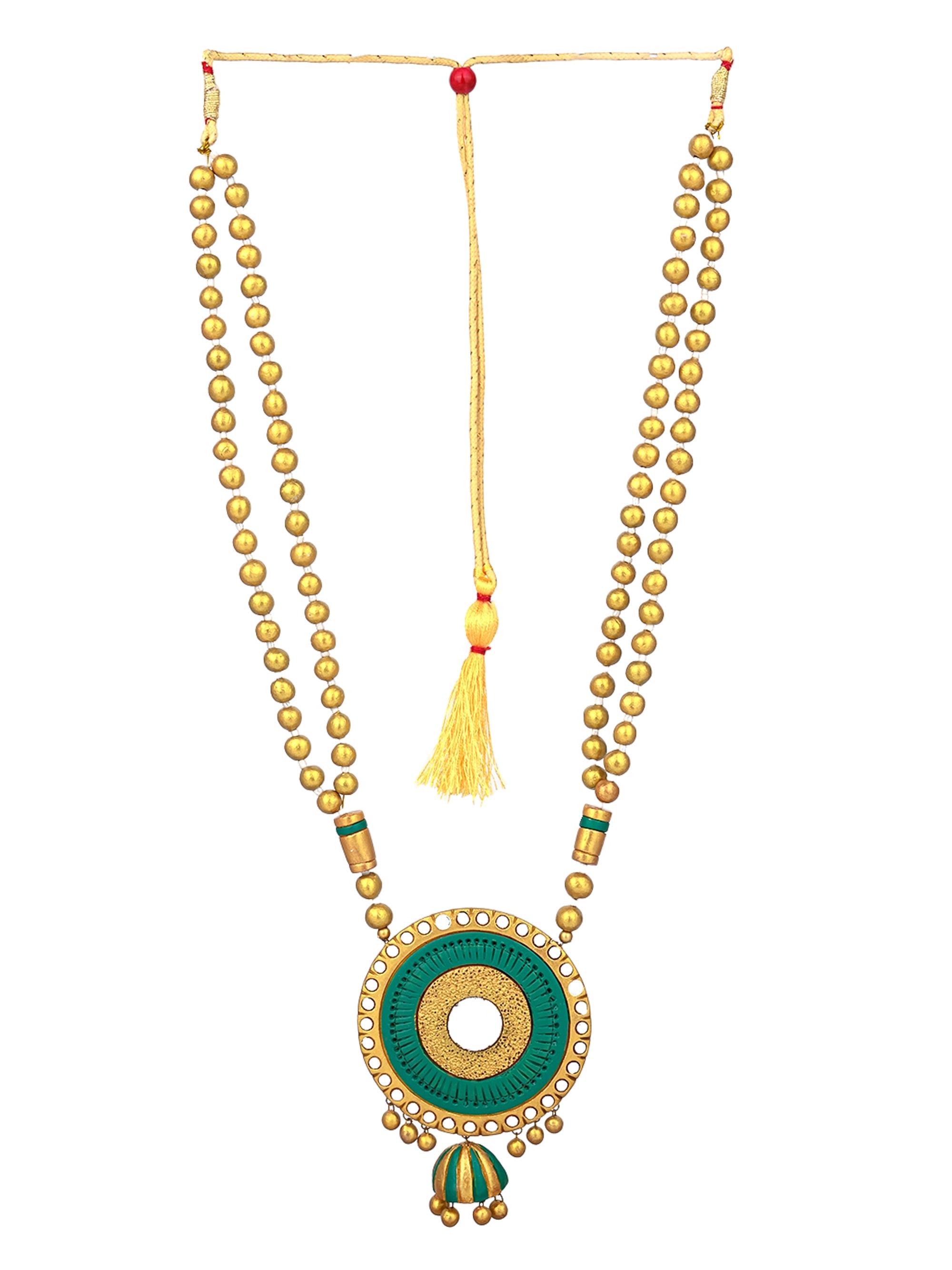 MAURYANA - Terracotta round pendant necklace with earrings in assorted colors
