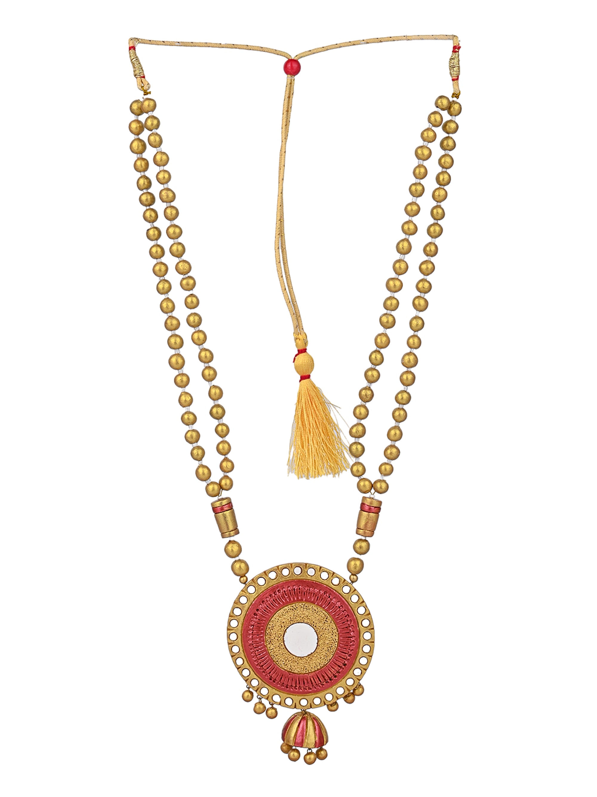 MAURYANA - Terracotta round pendant necklace with earrings in assorted colors