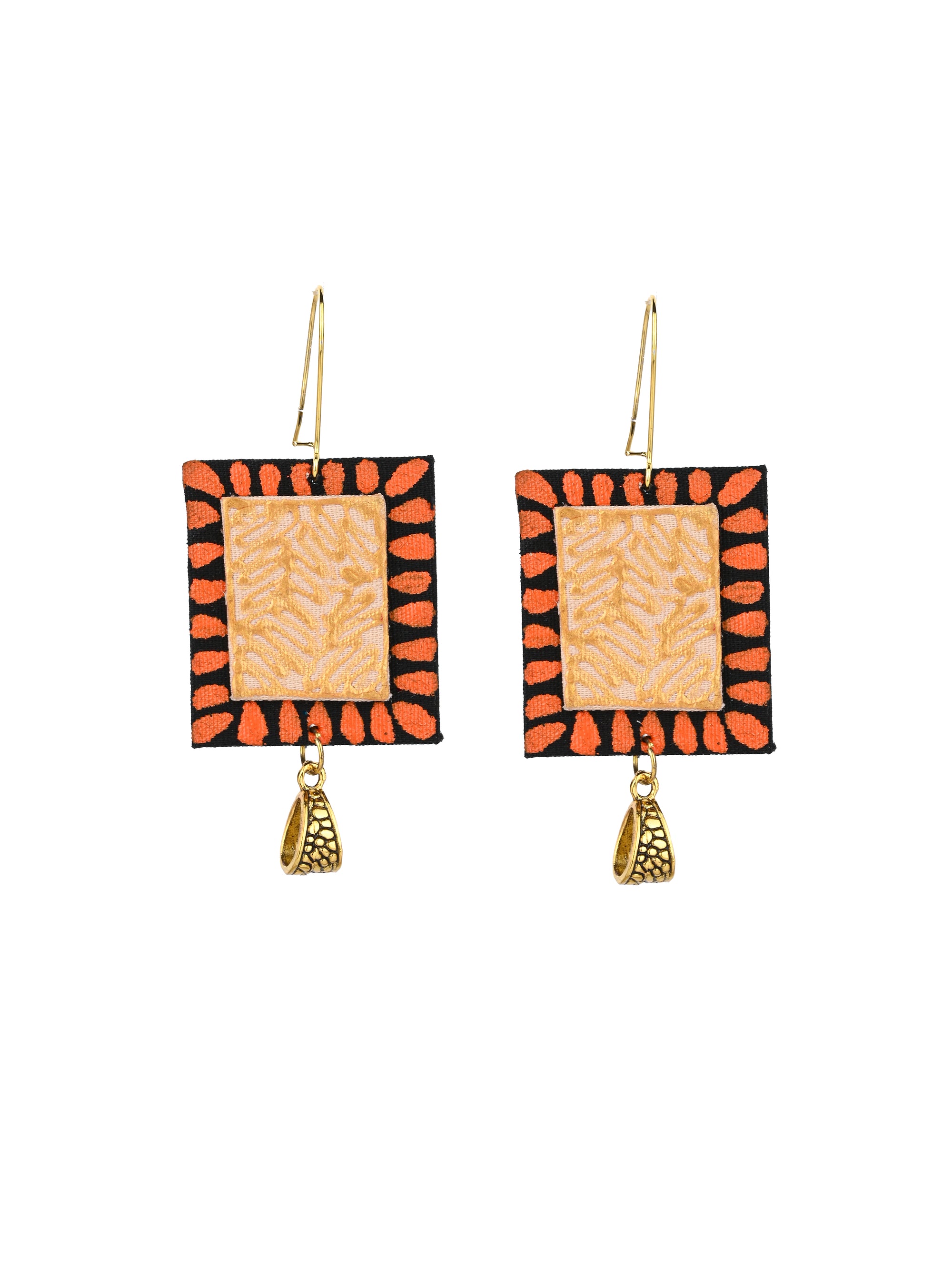 MAURYANA - Fabric and terracotta art necklace set with earrings - adjustable length