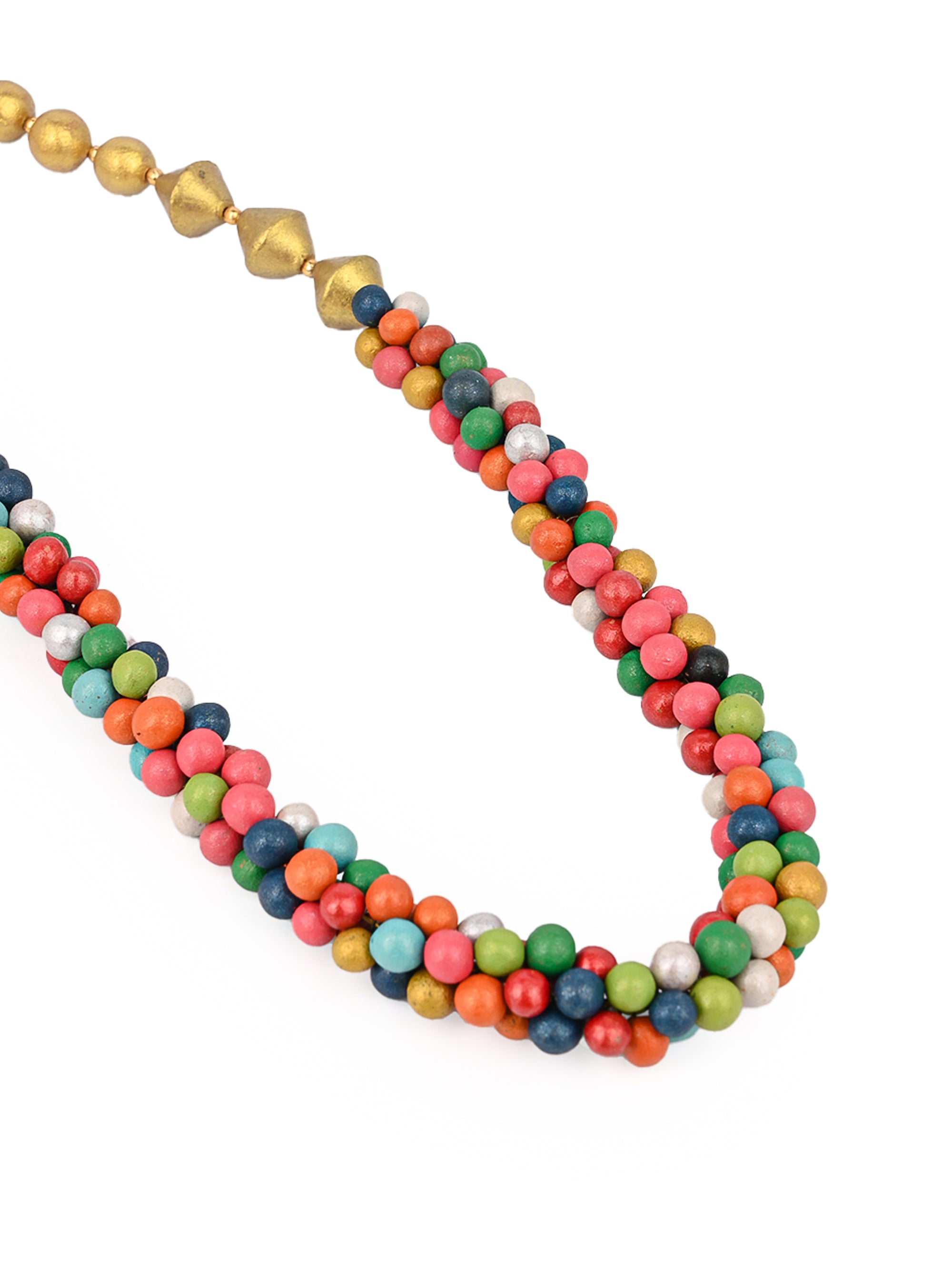MAURYANA - Terracotta colorful beaded necklace set with earrings - adjustable length