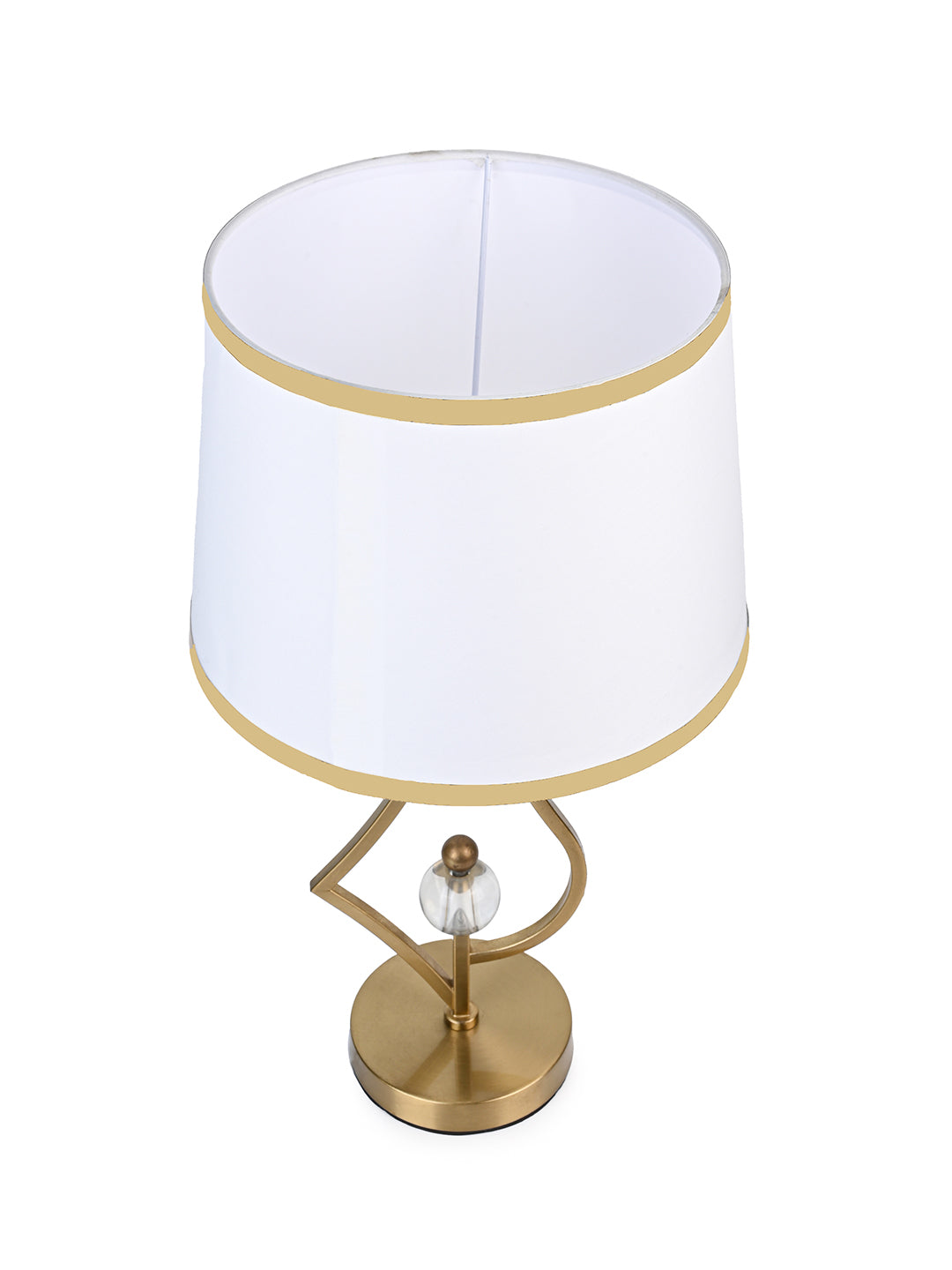 Stylish table lamp / bedside lamp with white shade and glass ball design base