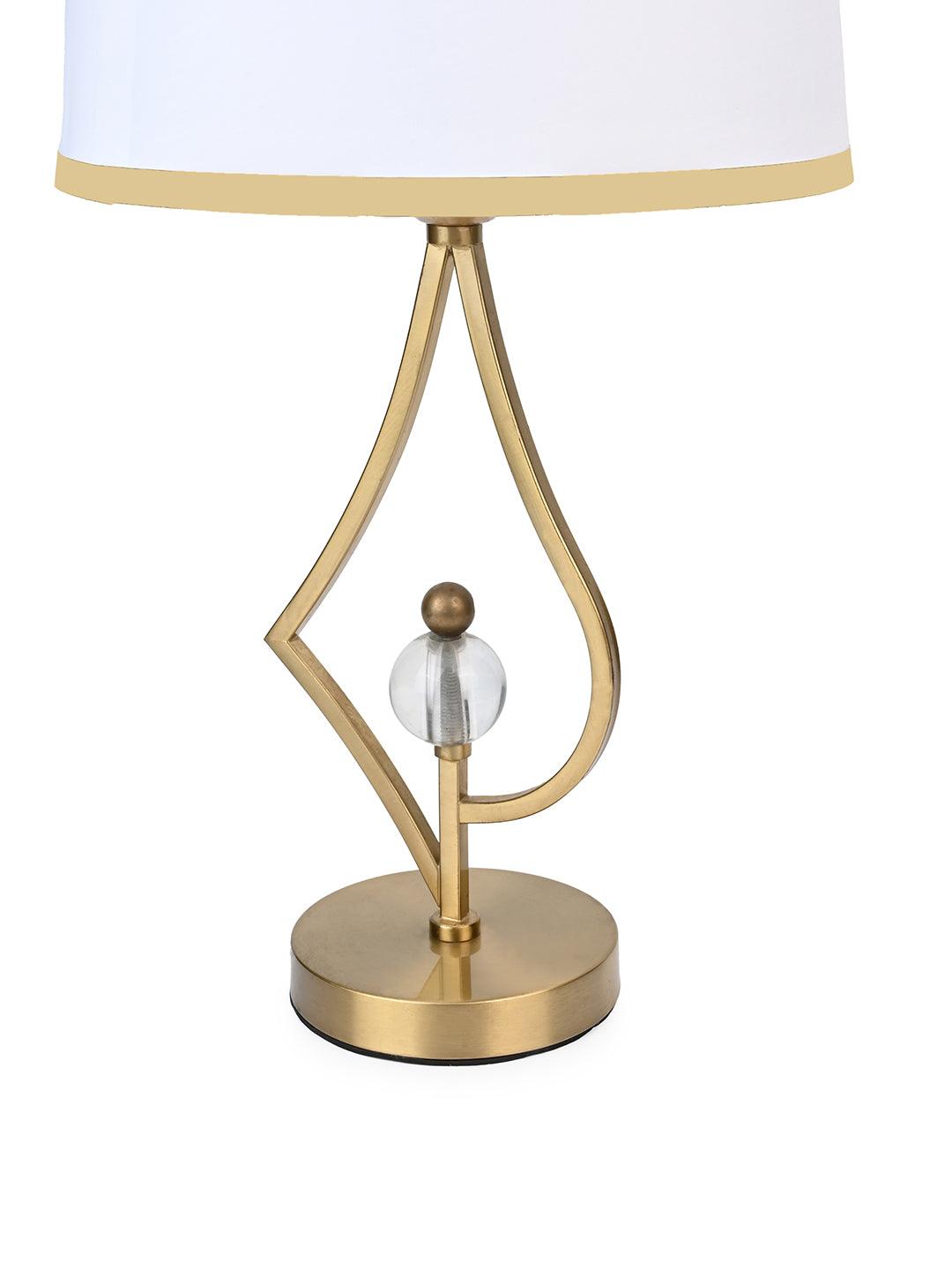 Stylish table lamp / bedside lamp with white shade and glass ball design base