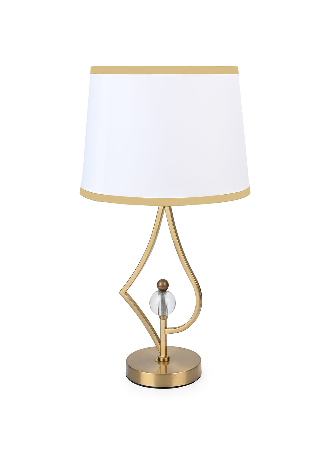 Stylish table lamp / bedside lamp with white shade and glass ball design base