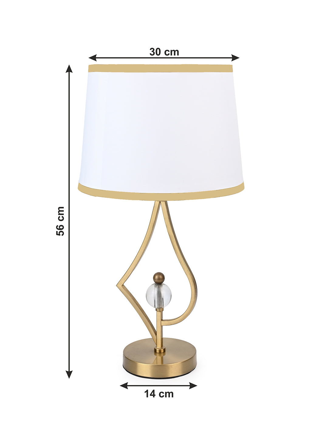 Stylish table lamp / bedside lamp with white shade and glass ball design base