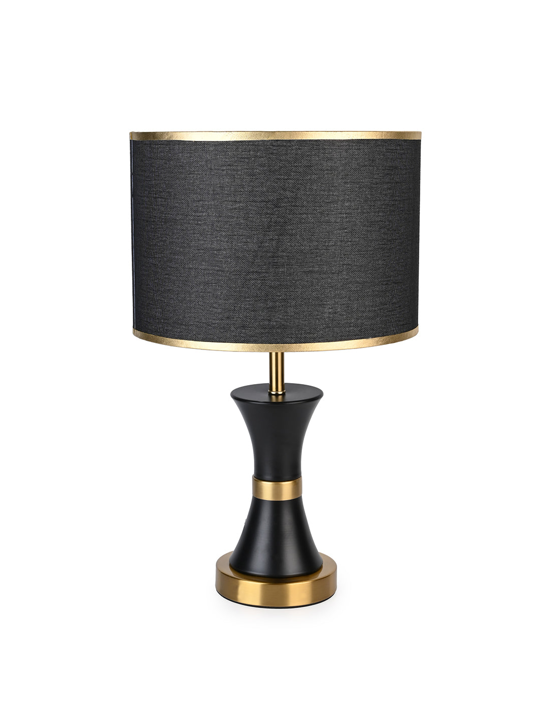 Black shade with gold and black metallic base table lamp / bedside lamp