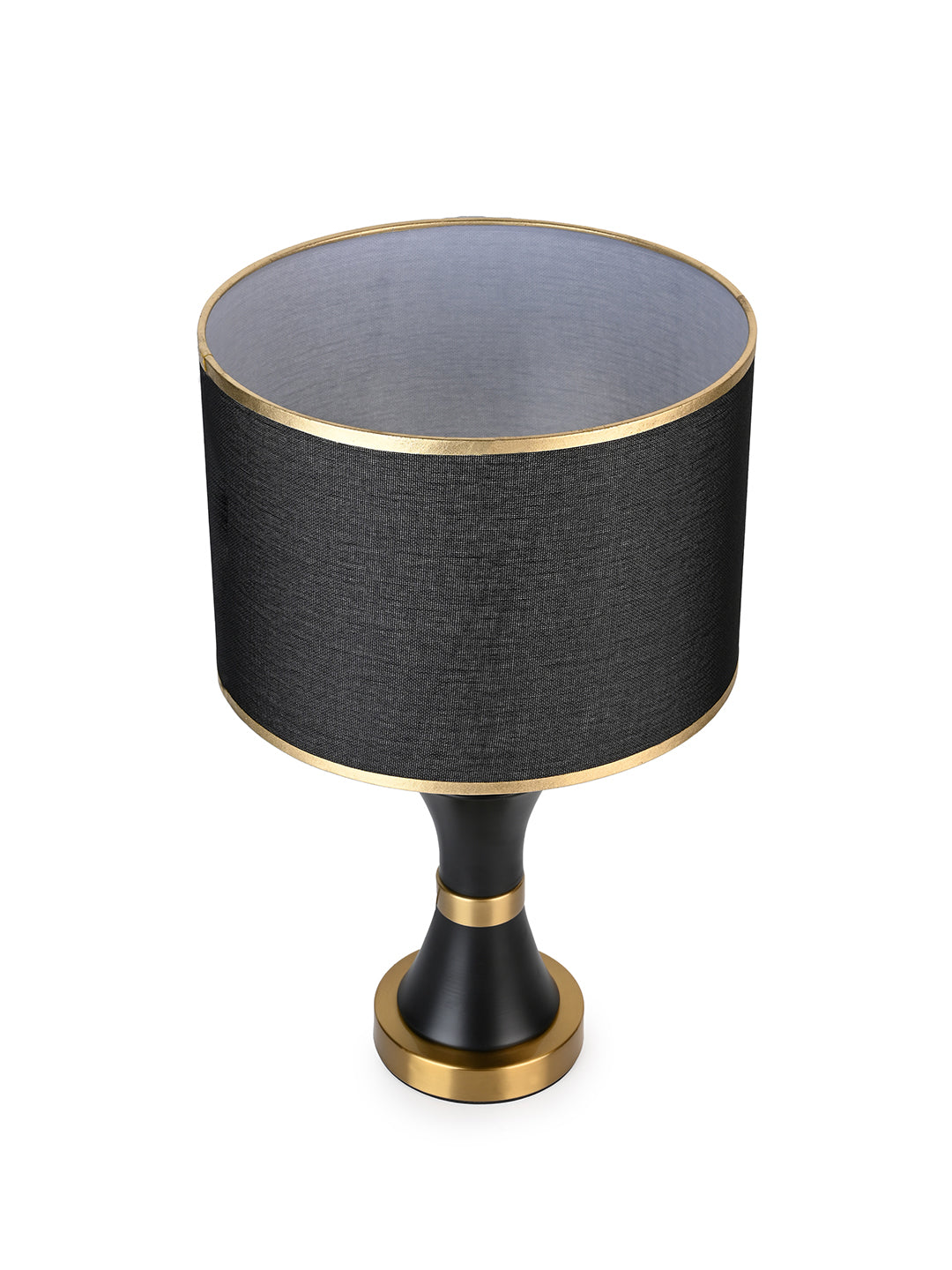 Black shade with gold and black metallic base table lamp / bedside lamp