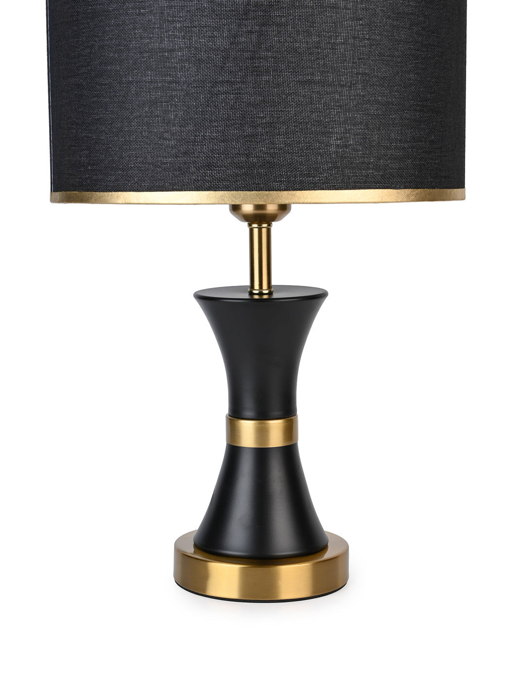 Black shade with gold and black metallic base table lamp / bedside lamp