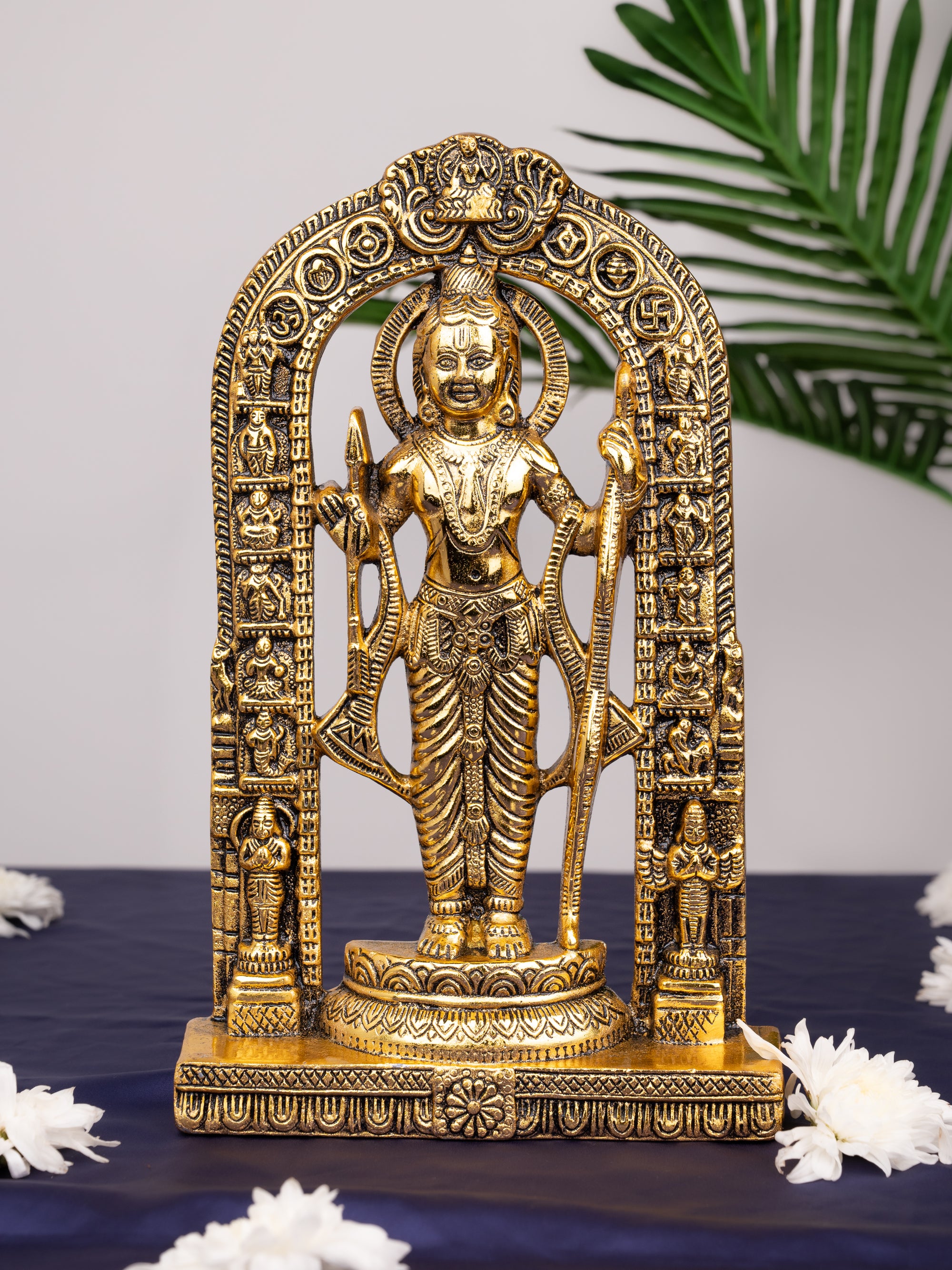 Metal Crafted Ayodhya Ram Lalla statue for table and wall decor  - Gold - 11 inches