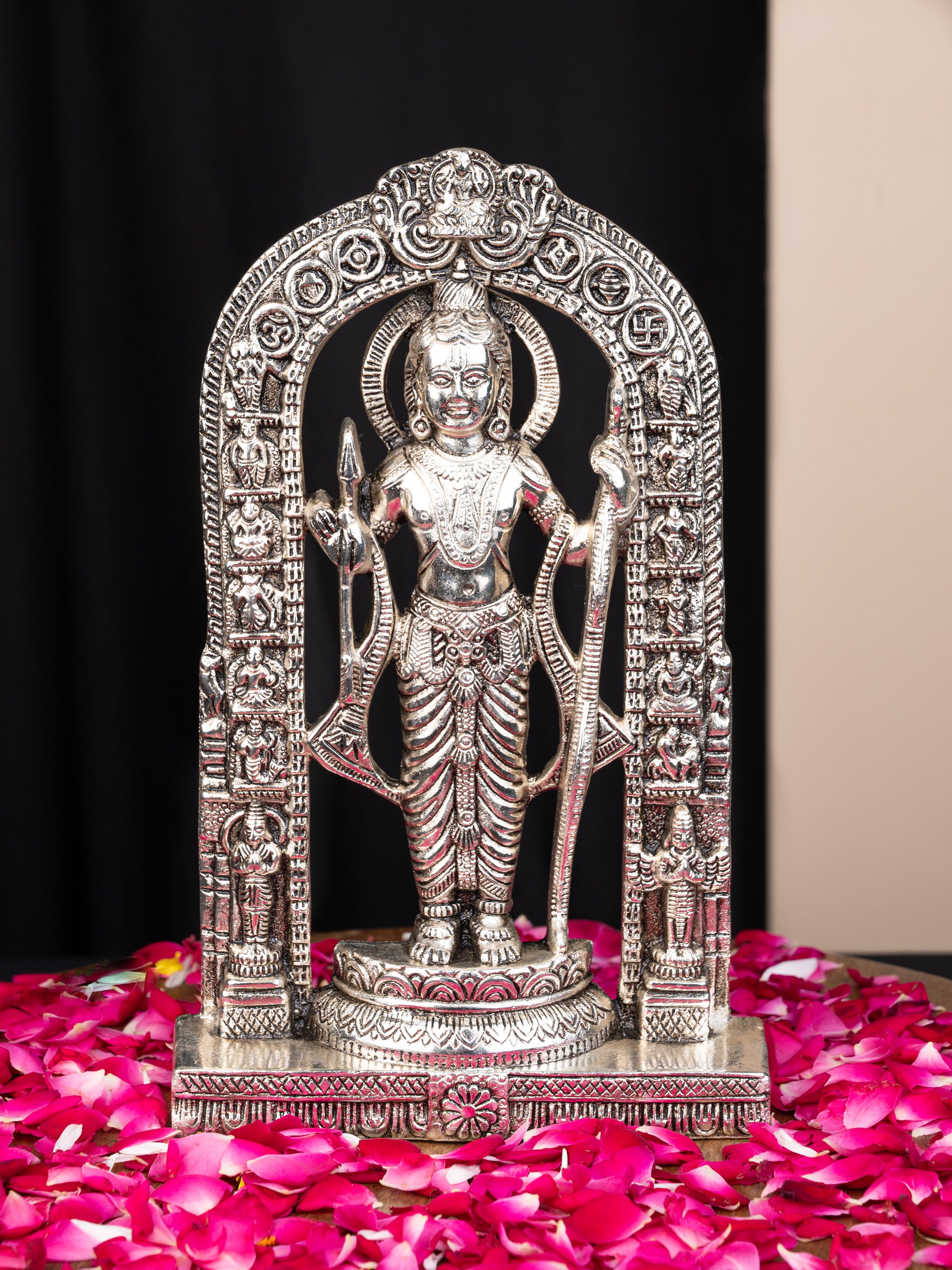 Metal Crafted Ayodhya Ram Lalla statue for table and wall decor  - Silver - 11 inches