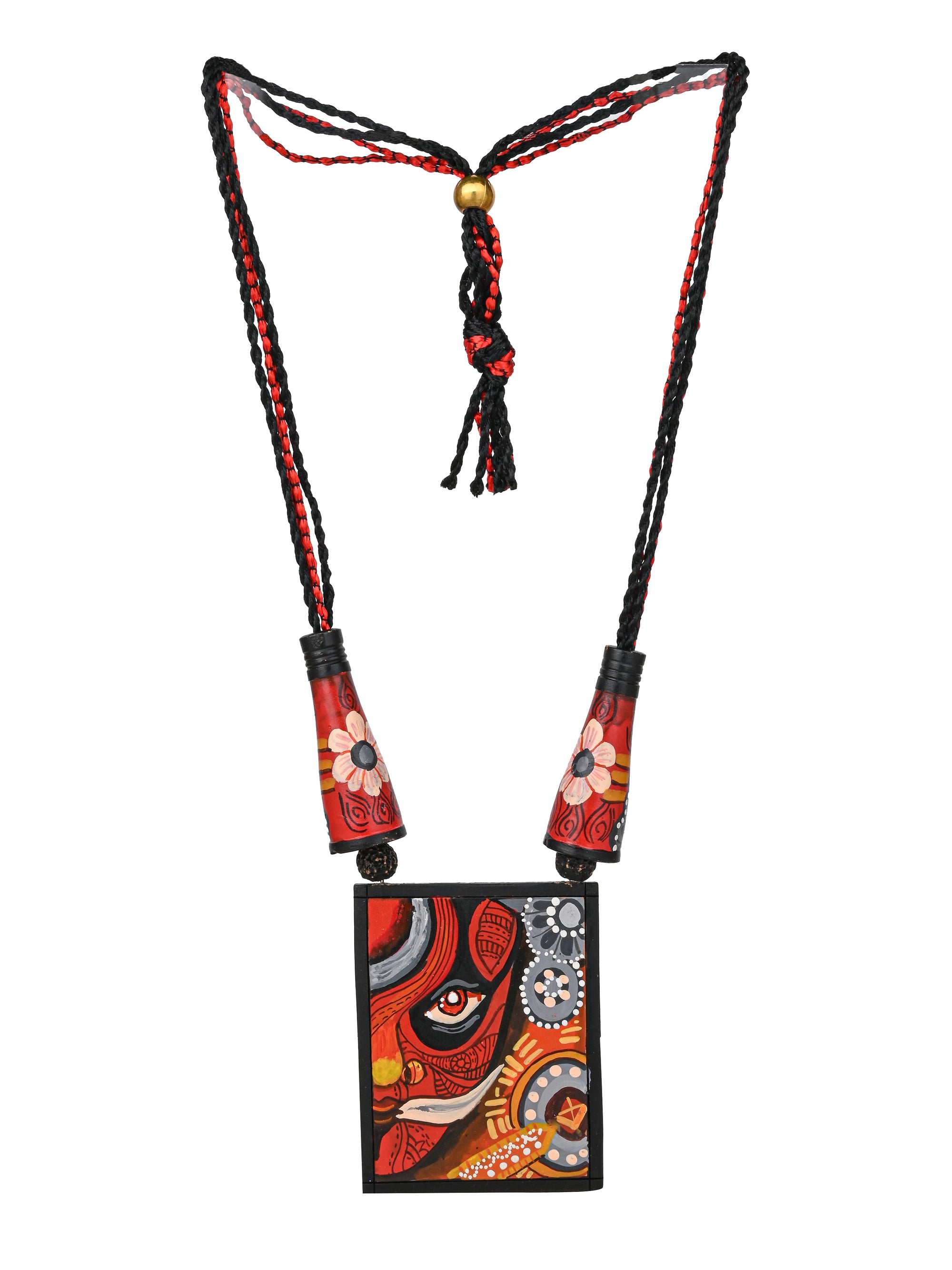 MAURYANA - Terracotta face painted necklace set with earrings available in assorted colors - adjustable length