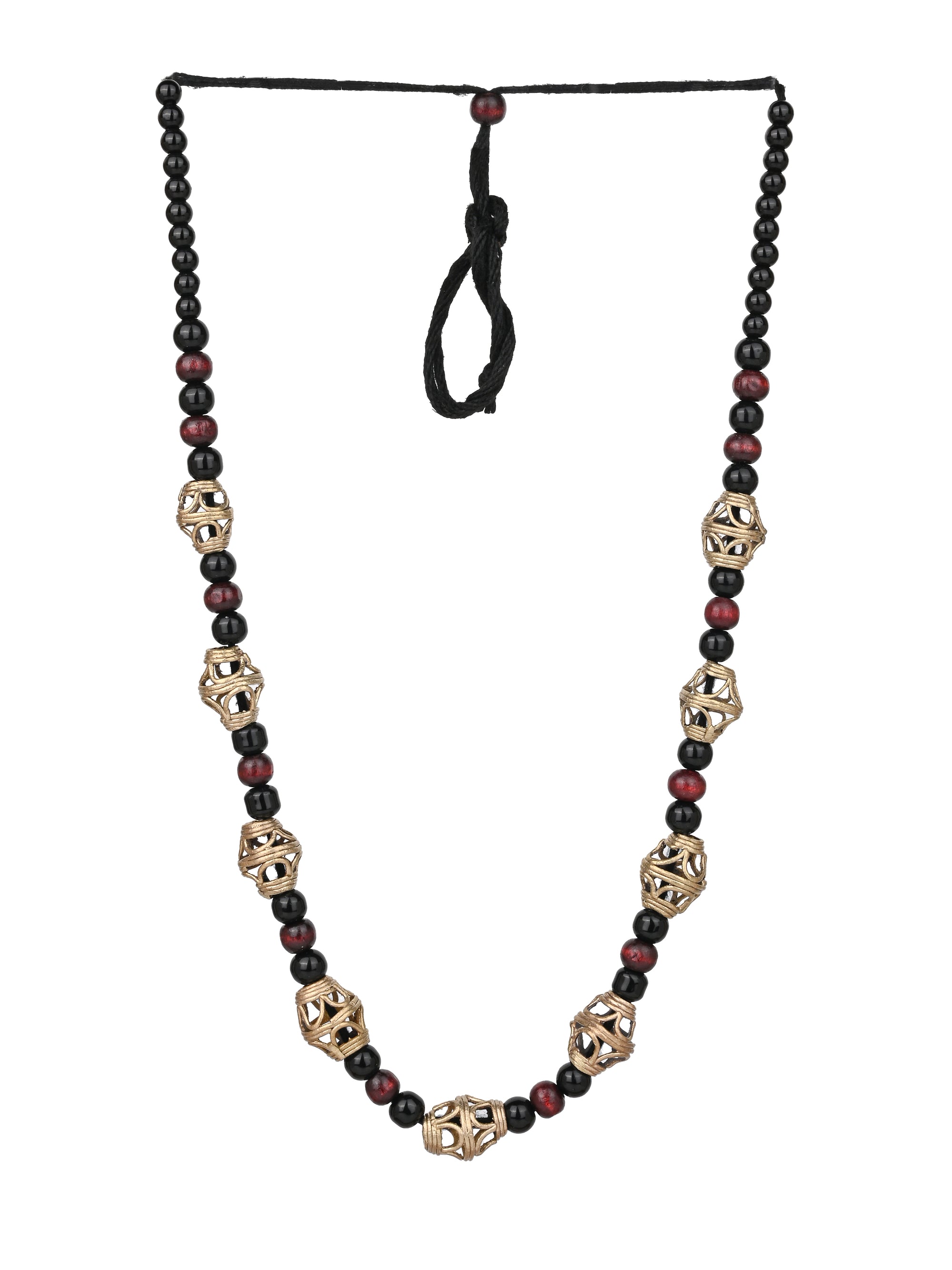 MAURYANA - Dokra craft big beaded necklace set with earrings - adjustable size