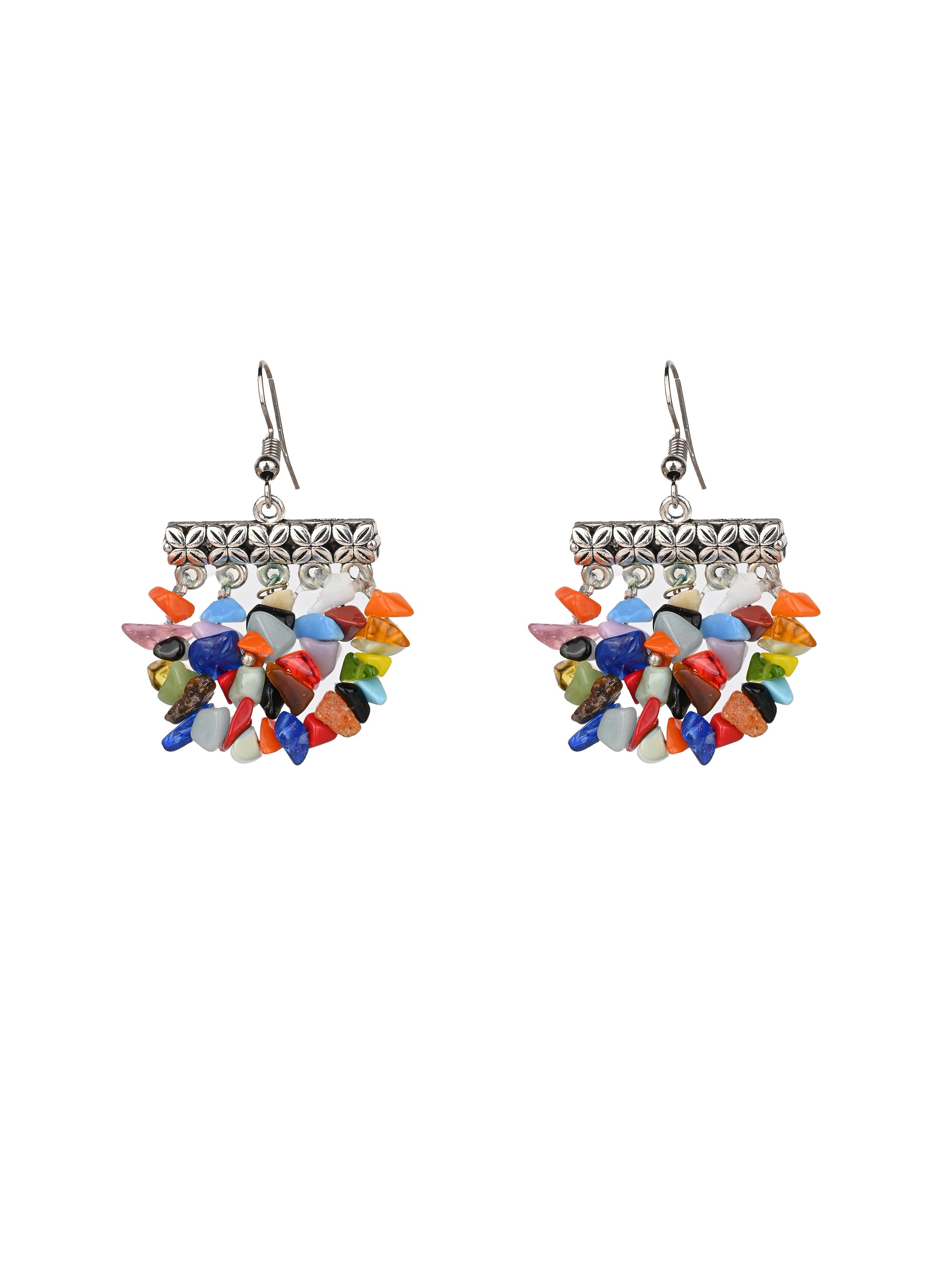 MAURYANA - Metal cone pipe with colorful beaded necklace and earrings set - adjustable length