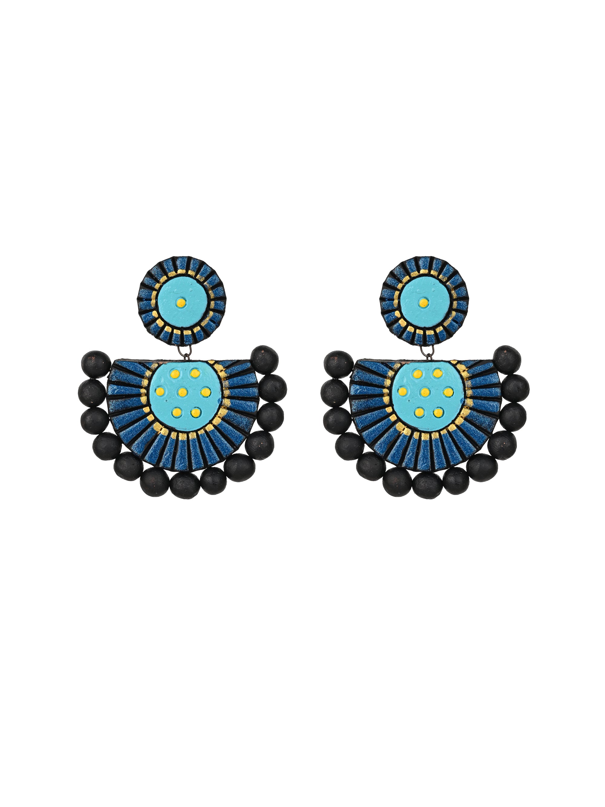 MAURYANA - Terracotta peacock effect necklace set with earrings - adjustable length