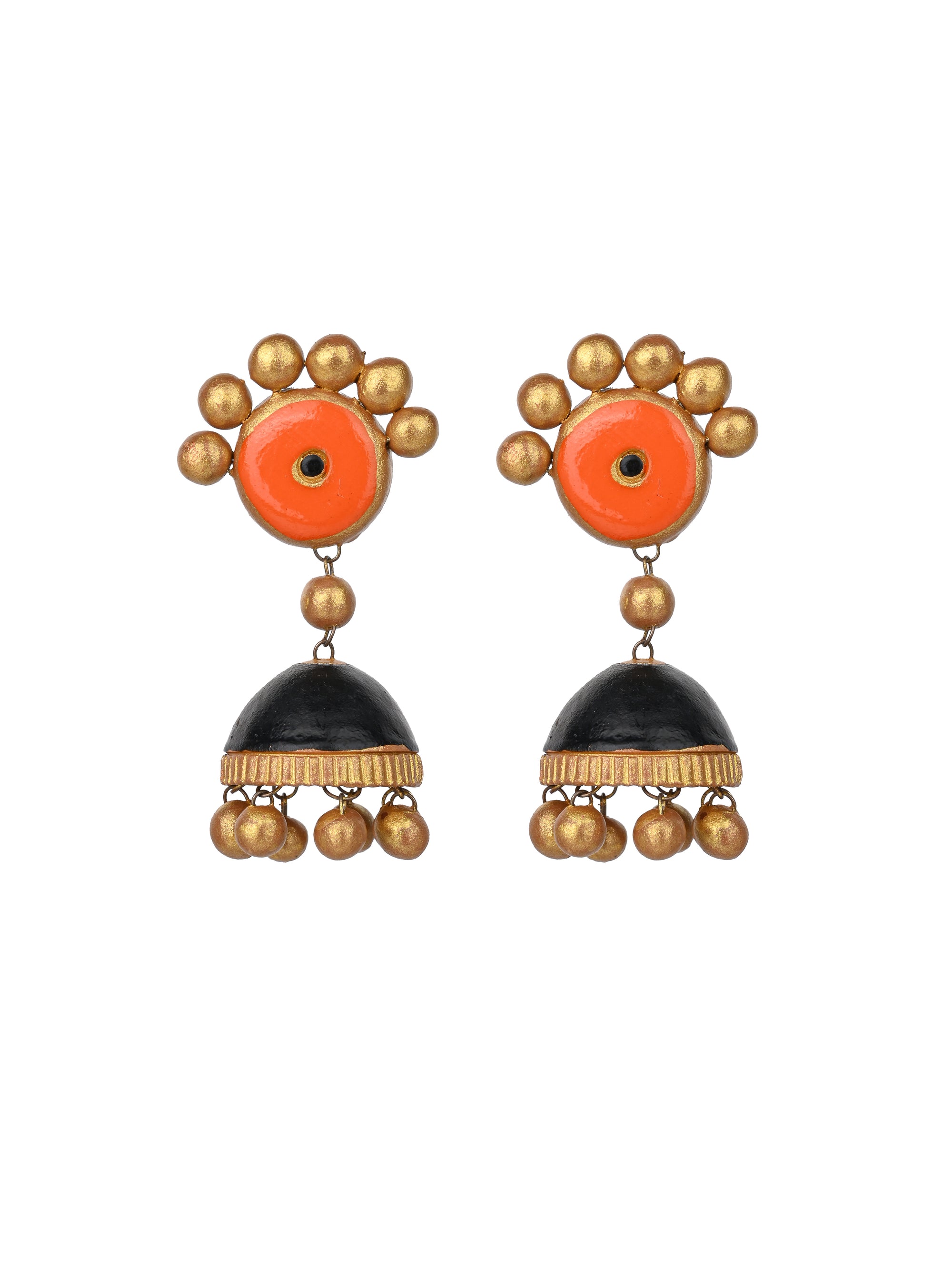 MAURYANA - Terracotta square design pendant necklace set with earrings available in assorted colors - adjustable length