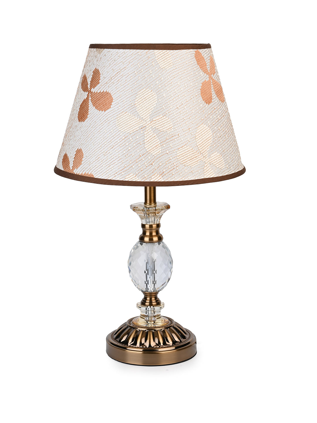 Well crafted floral shade with a gold and crystal ball base table lamp / bedside lamp