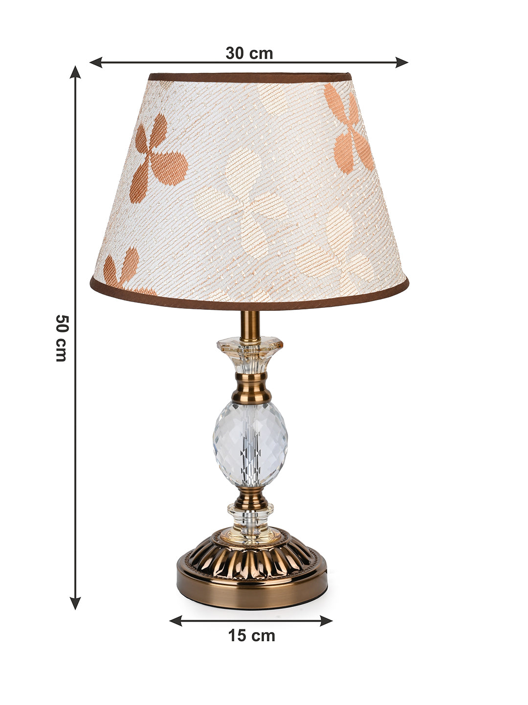 Well crafted floral shade with a gold and crystal ball base table lamp / bedside lamp
