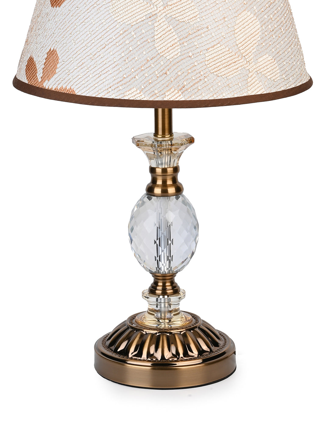 Well crafted floral shade with a gold and crystal ball base table lamp / bedside lamp