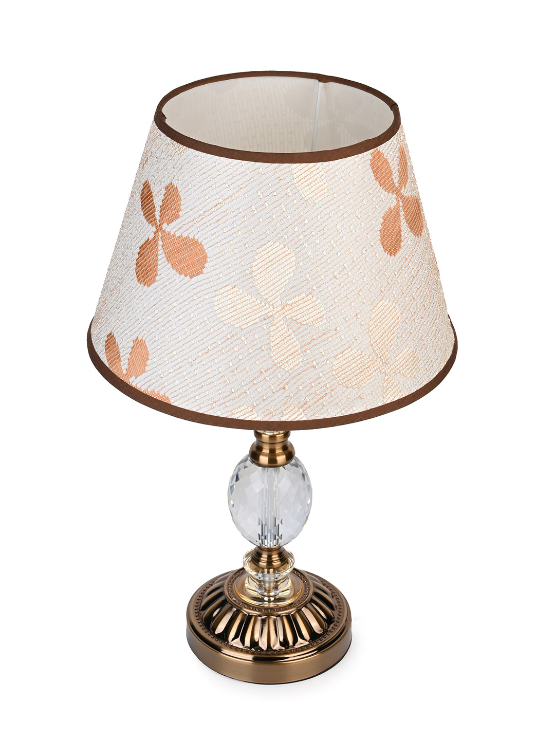 Well crafted floral shade with a gold and crystal ball base table lamp / bedside lamp