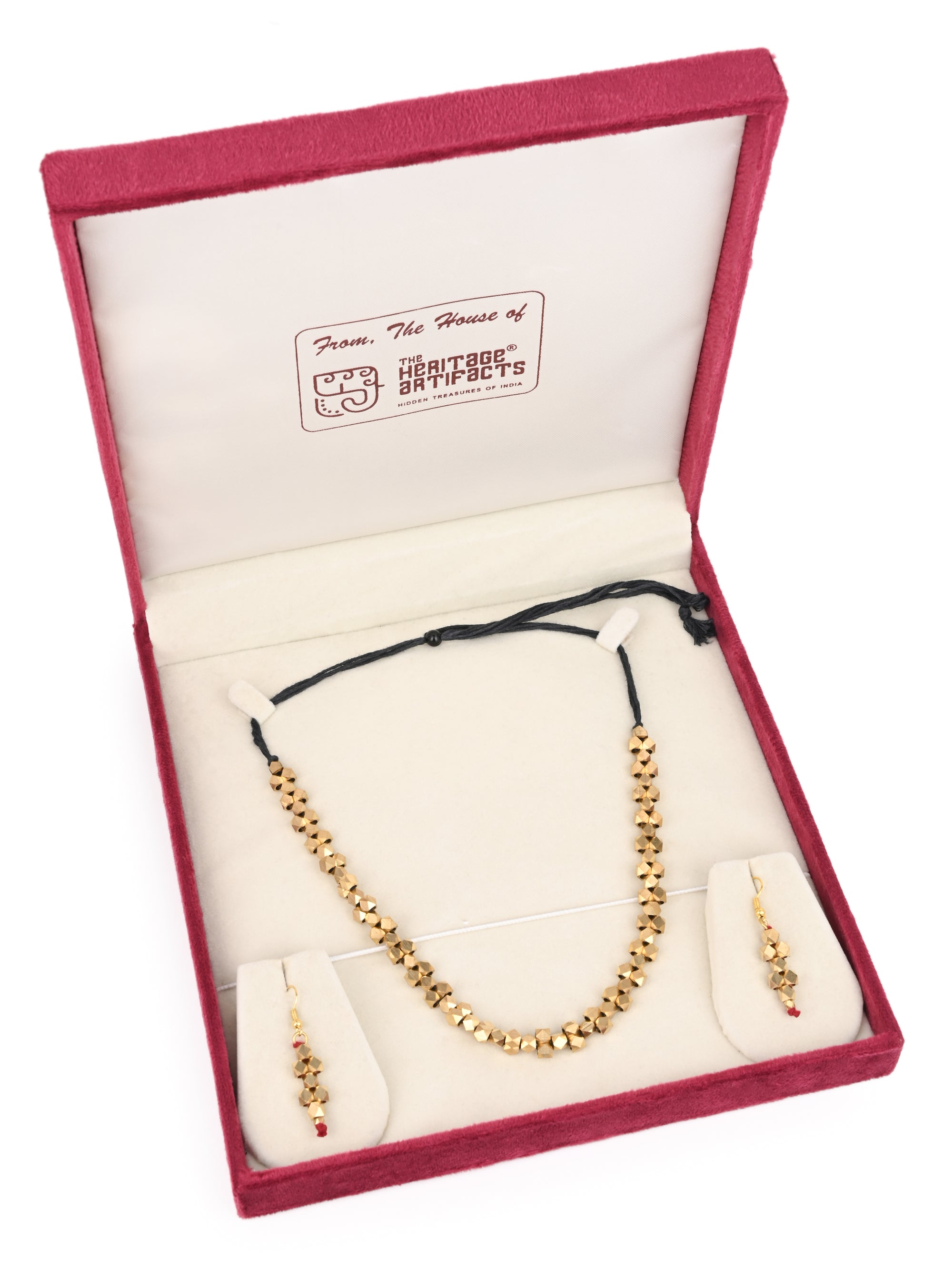 MAURYANA - Dokra craft beaded necklace set with earrings - adjustable size