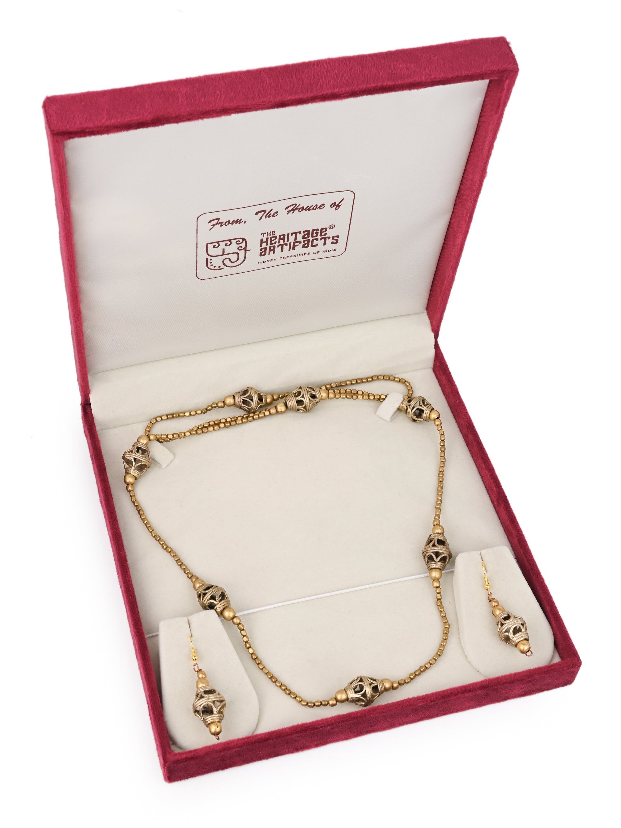 MAURYANA - Dokra craft elegant necklace set with earrings - one size