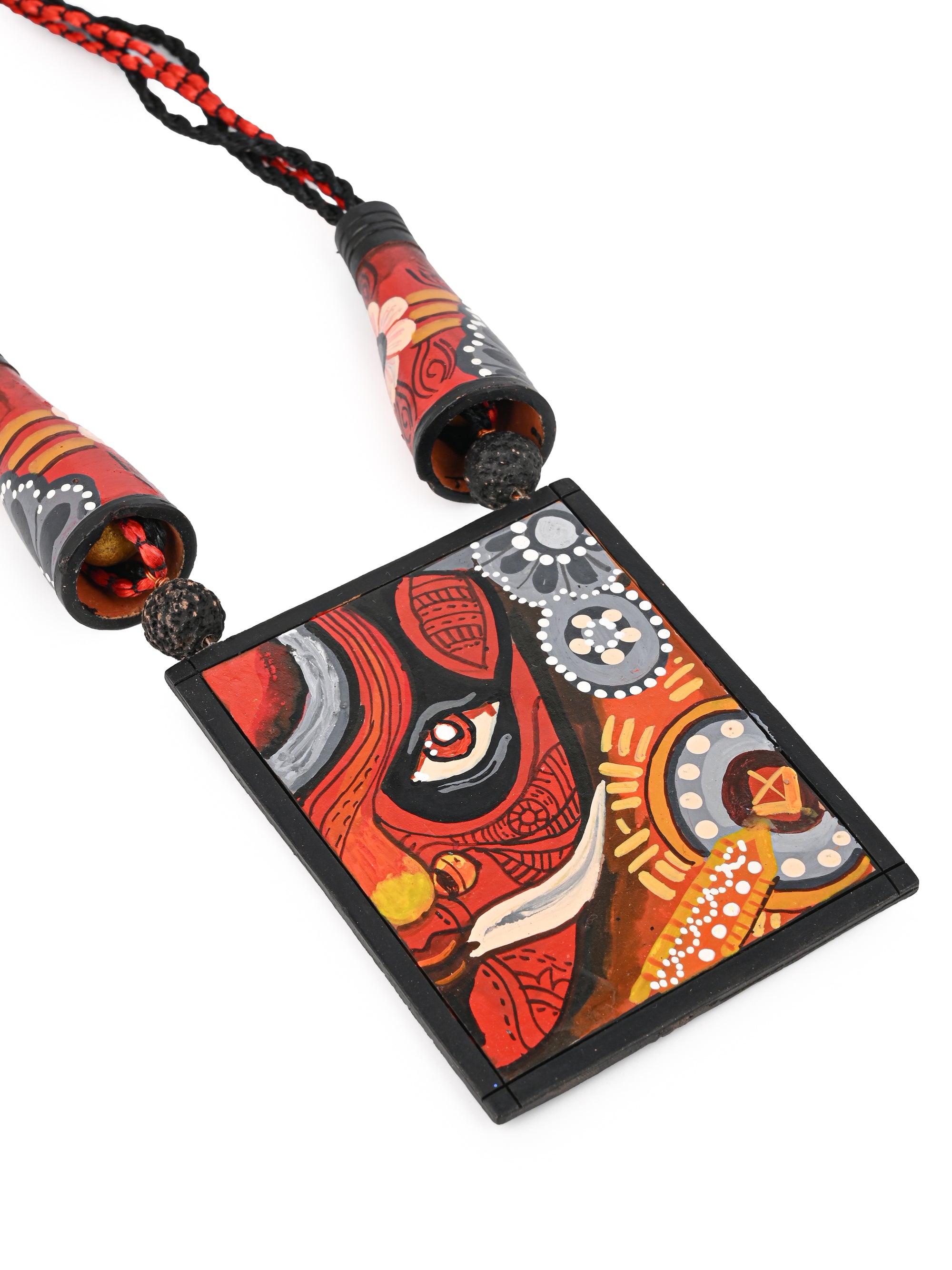 MAURYANA - Terracotta face painted necklace set with earrings available in assorted colors - adjustable length