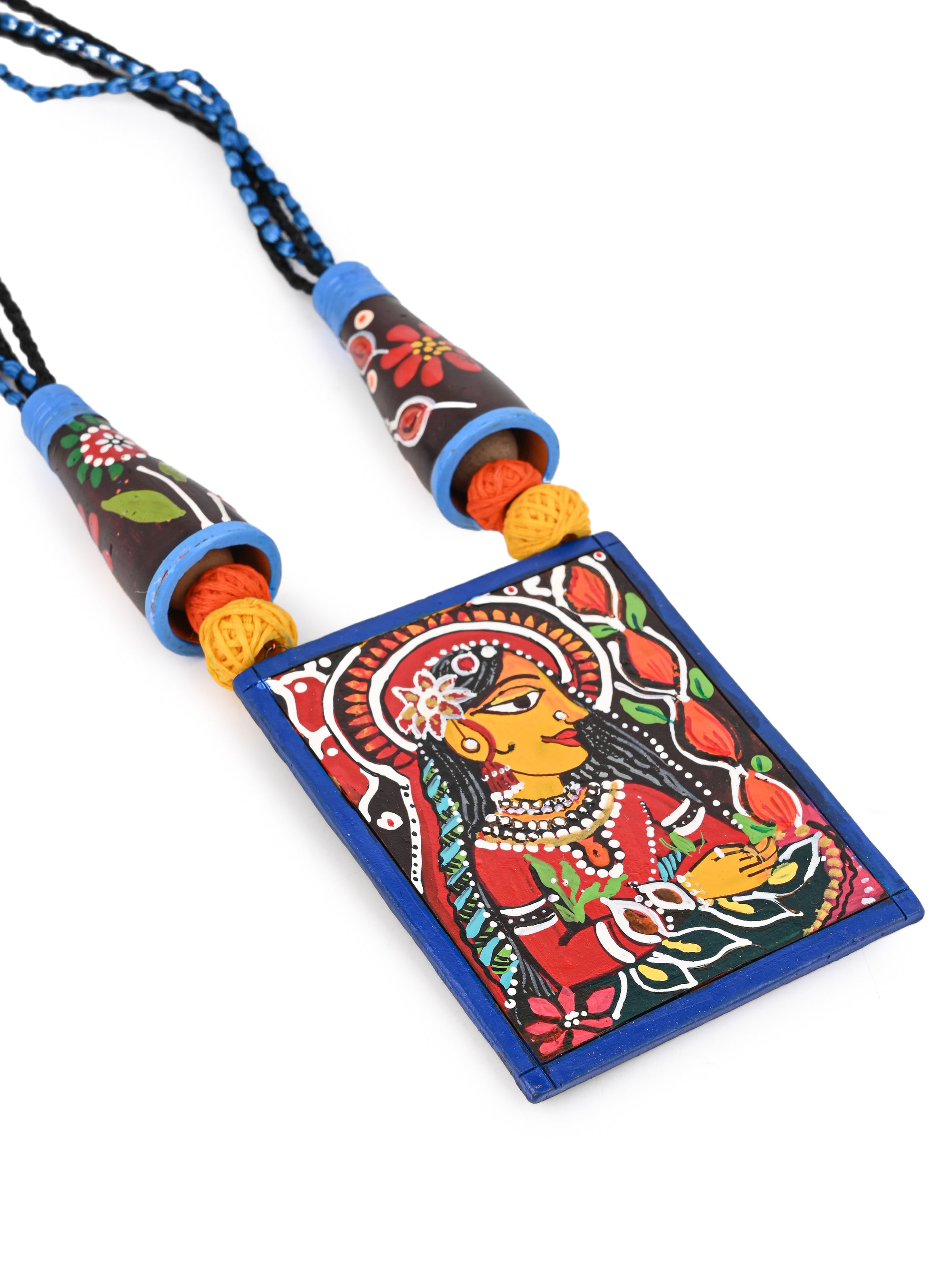 MAURYANA - Terracotta face painted necklace set with earrings available in assorted colors - adjustable length