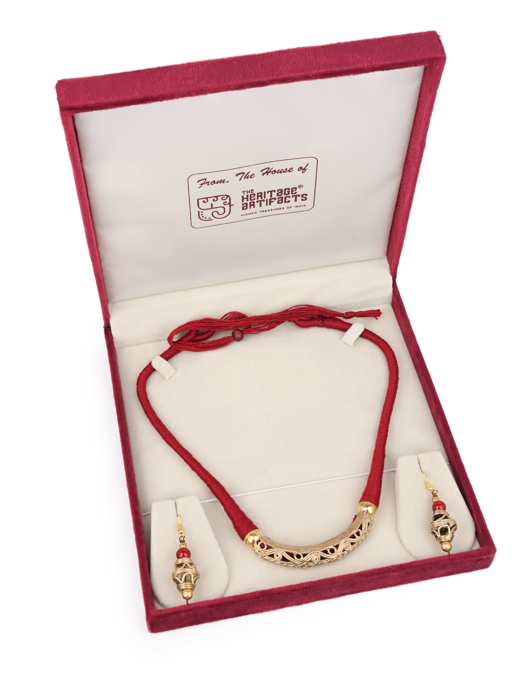 MAURYANA - Dokra craft tribal necklace set with earrings - adjustable length