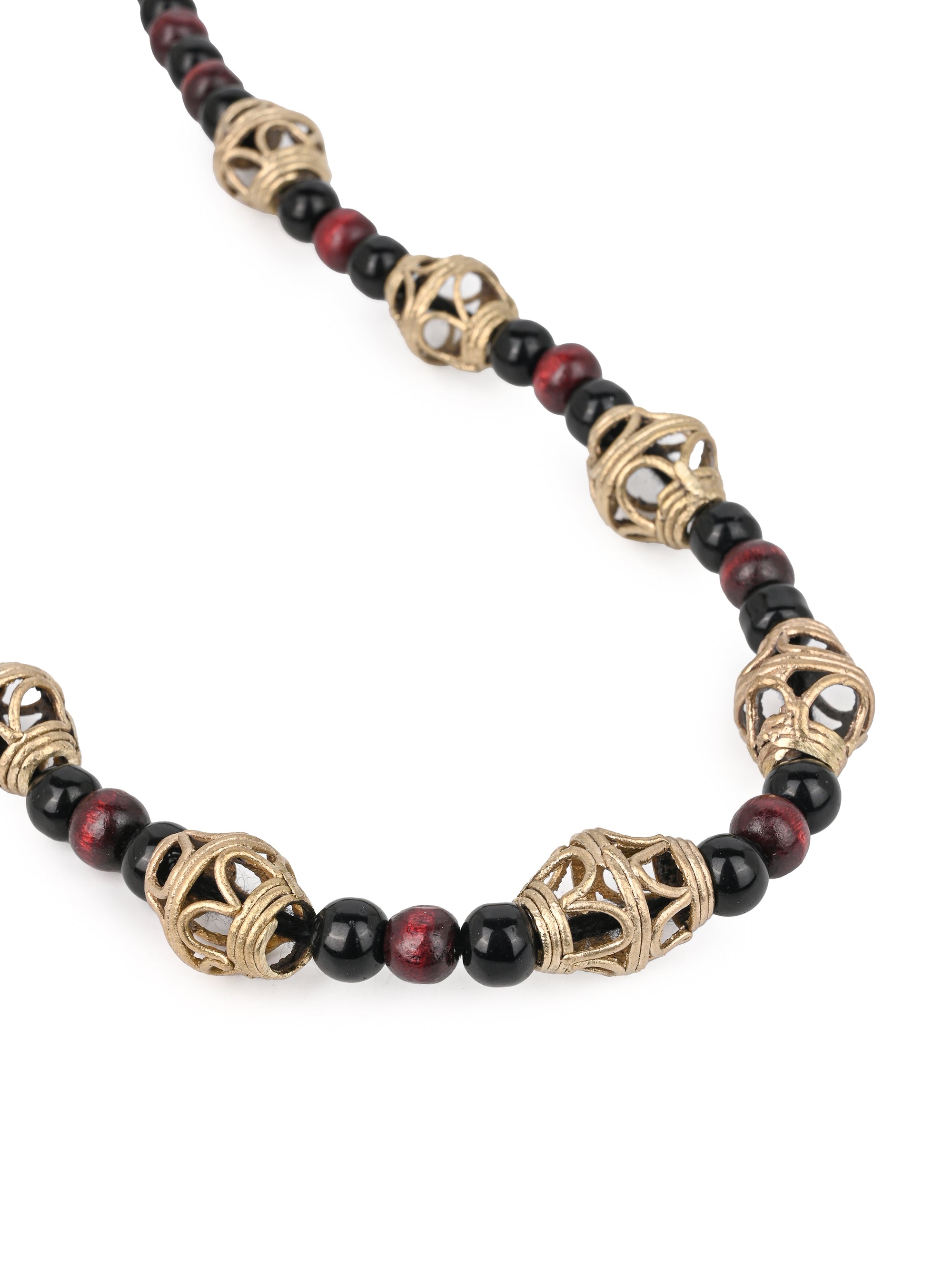 MAURYANA - Dokra craft big beaded necklace set with earrings - adjustable size