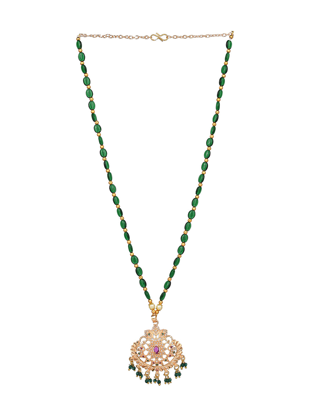 MAURYANA - Kundan mina mangal sutra necklace - one size