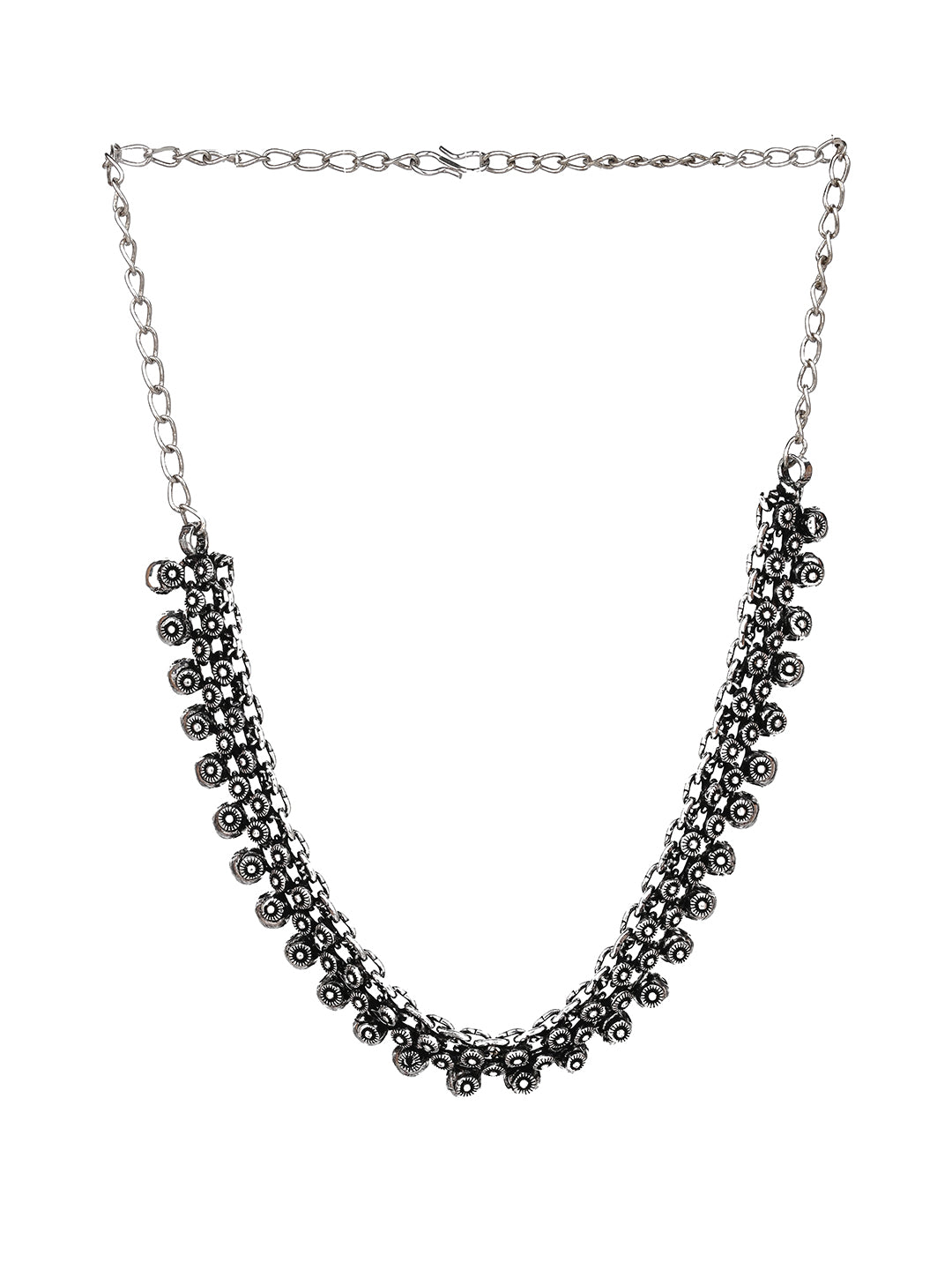 MAURYANA - Oxidised silver royal design necklace - one size