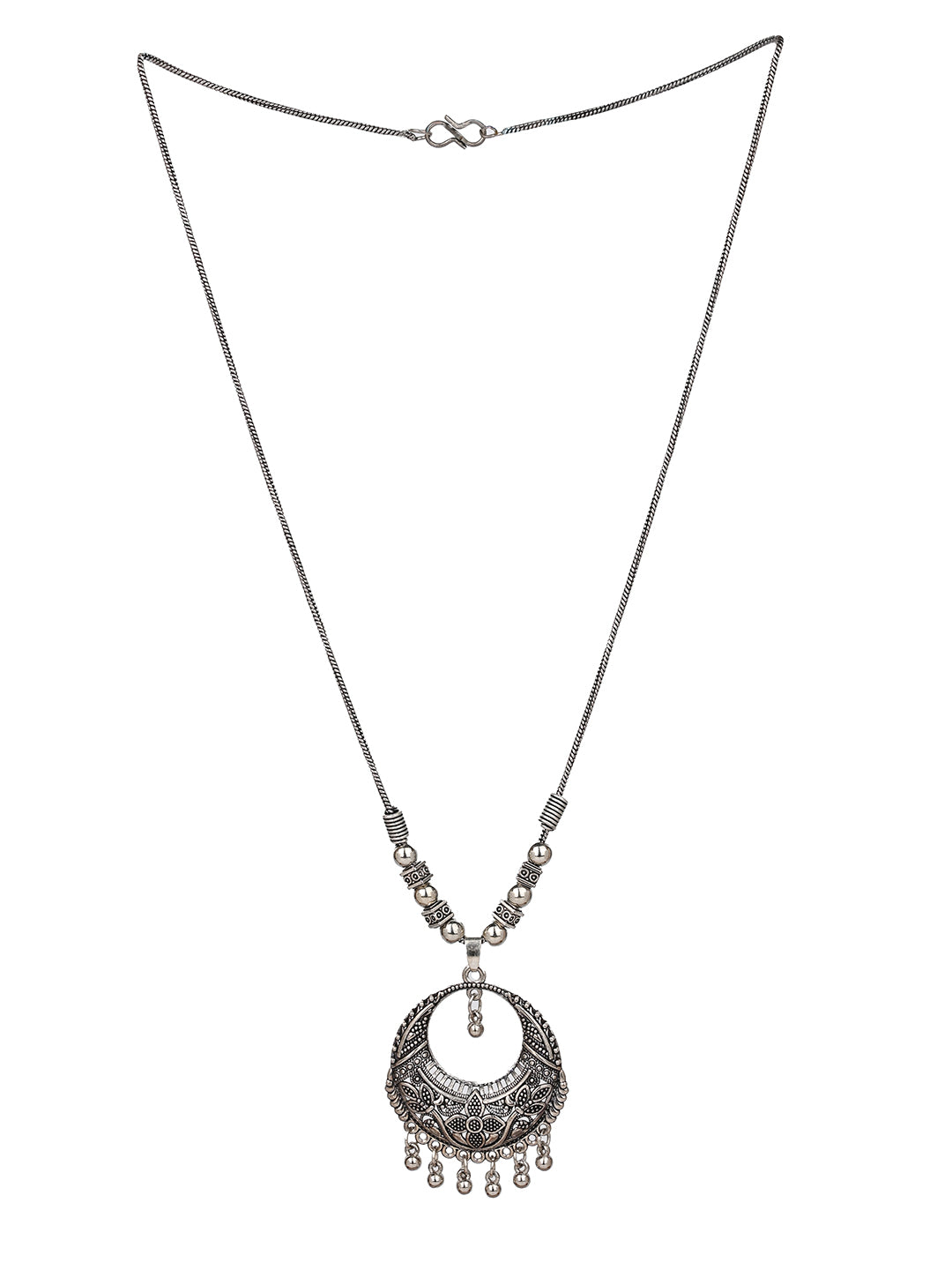 MAURYANA - Oxidised silver pendant with chain necklace - one size