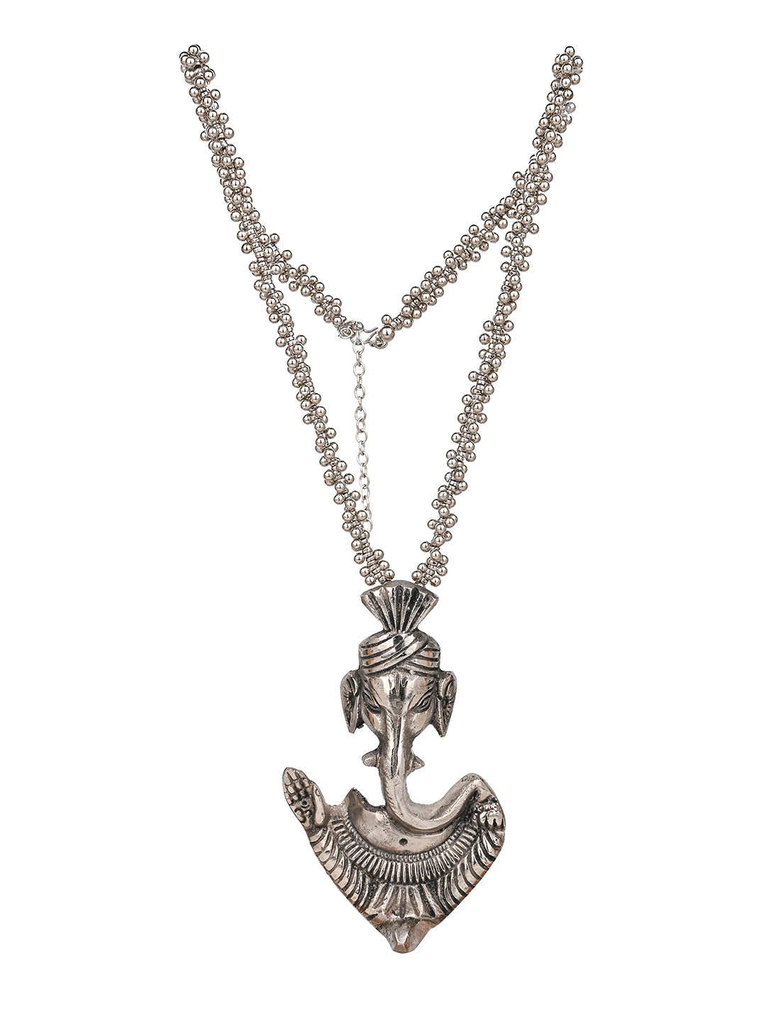 MAURYANA - Oxidised silver lord ganesha necklace - one size