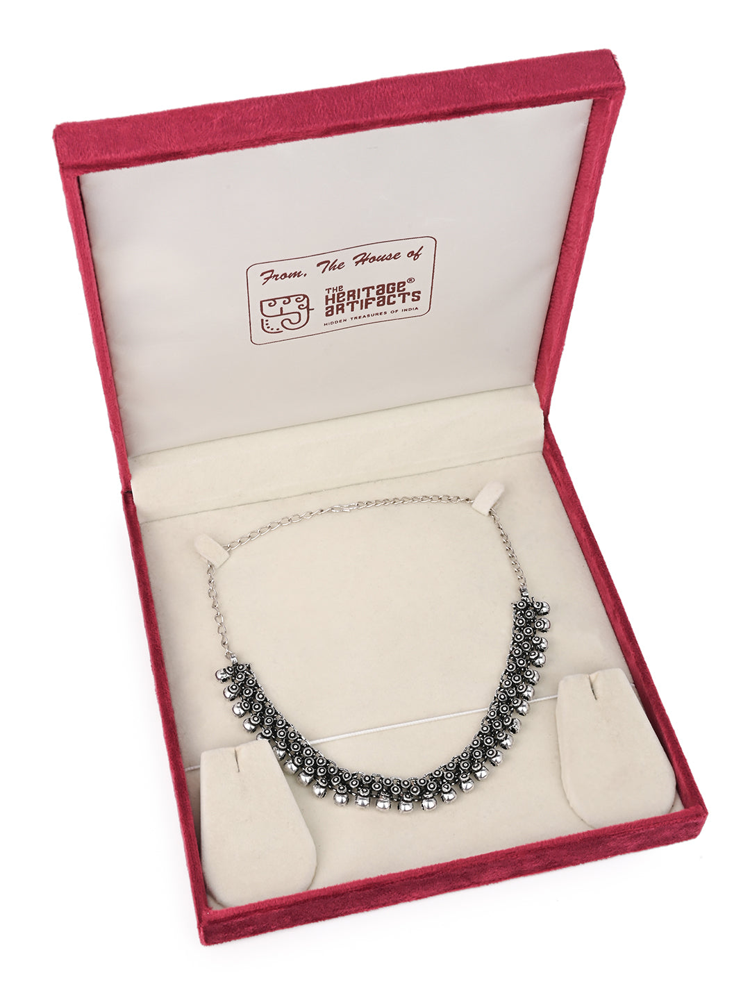 MAURYANA - Oxidised silver royal design necklace - one size