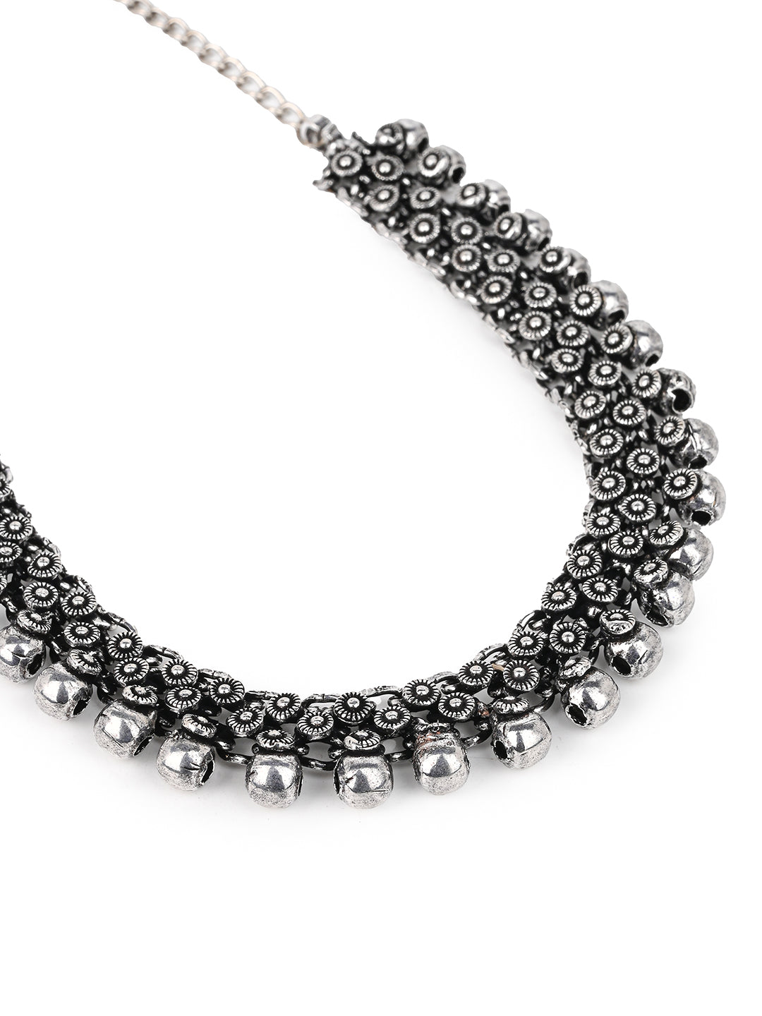 MAURYANA - Oxidised silver royal design necklace - one size