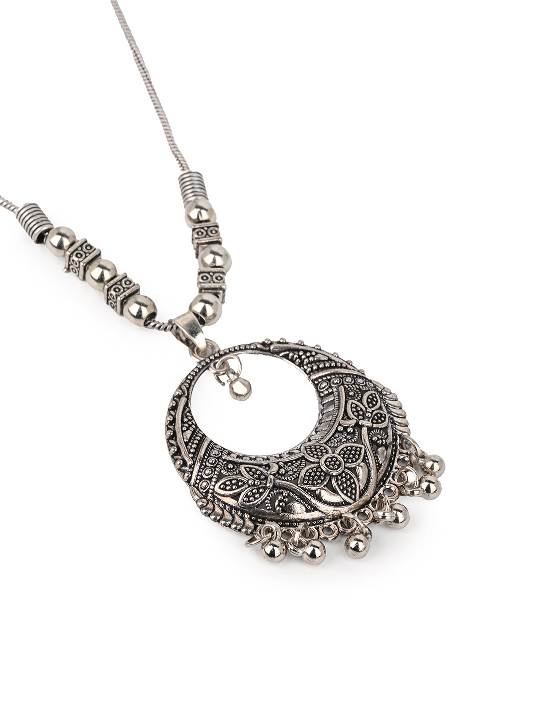 MAURYANA - Oxidised silver pendant with chain necklace - one size