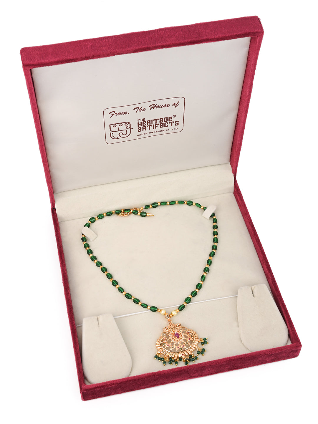 MAURYANA - Kundan mina mangal sutra necklace - one size