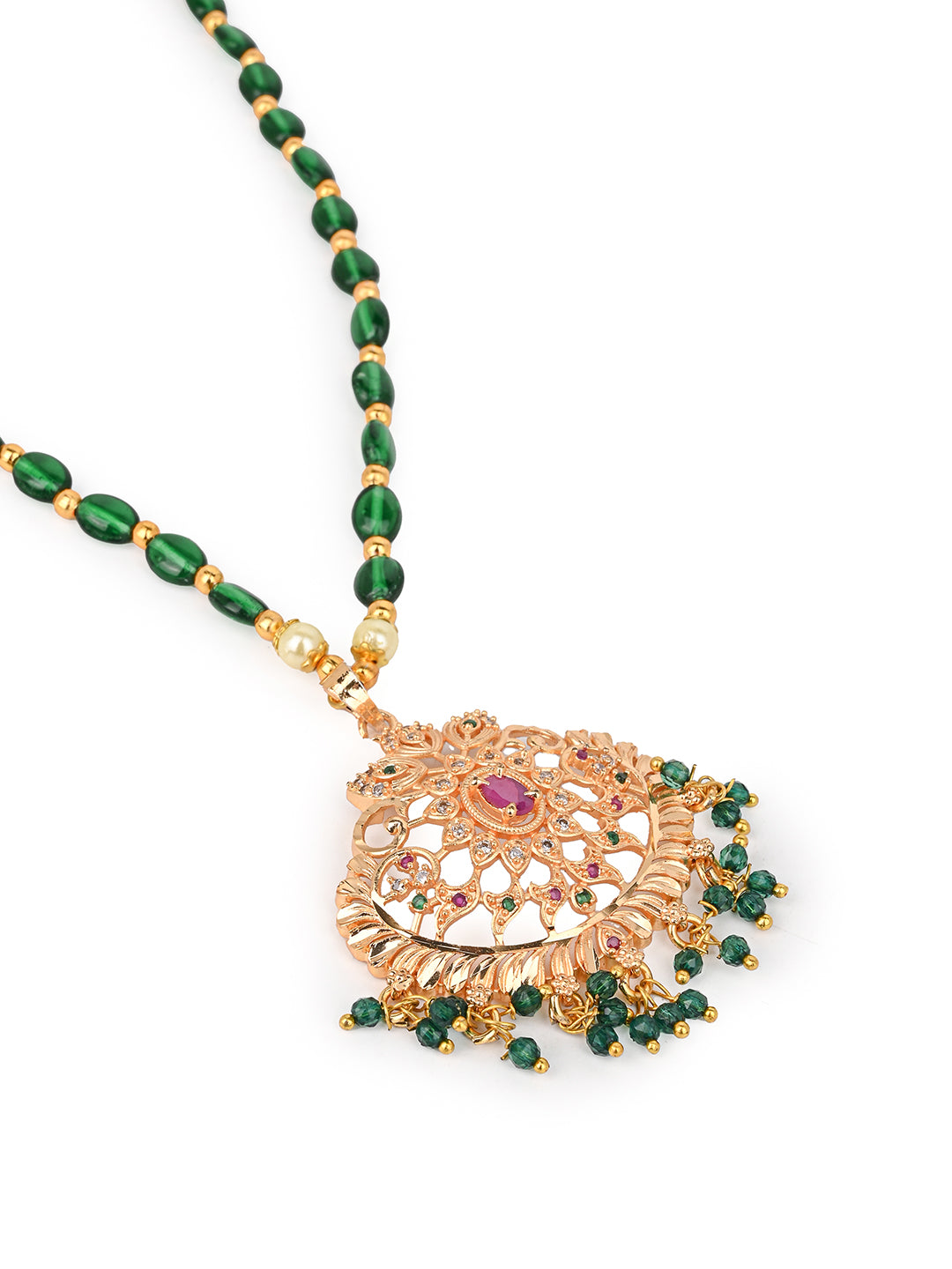 MAURYANA - Kundan mina mangal sutra necklace - one size