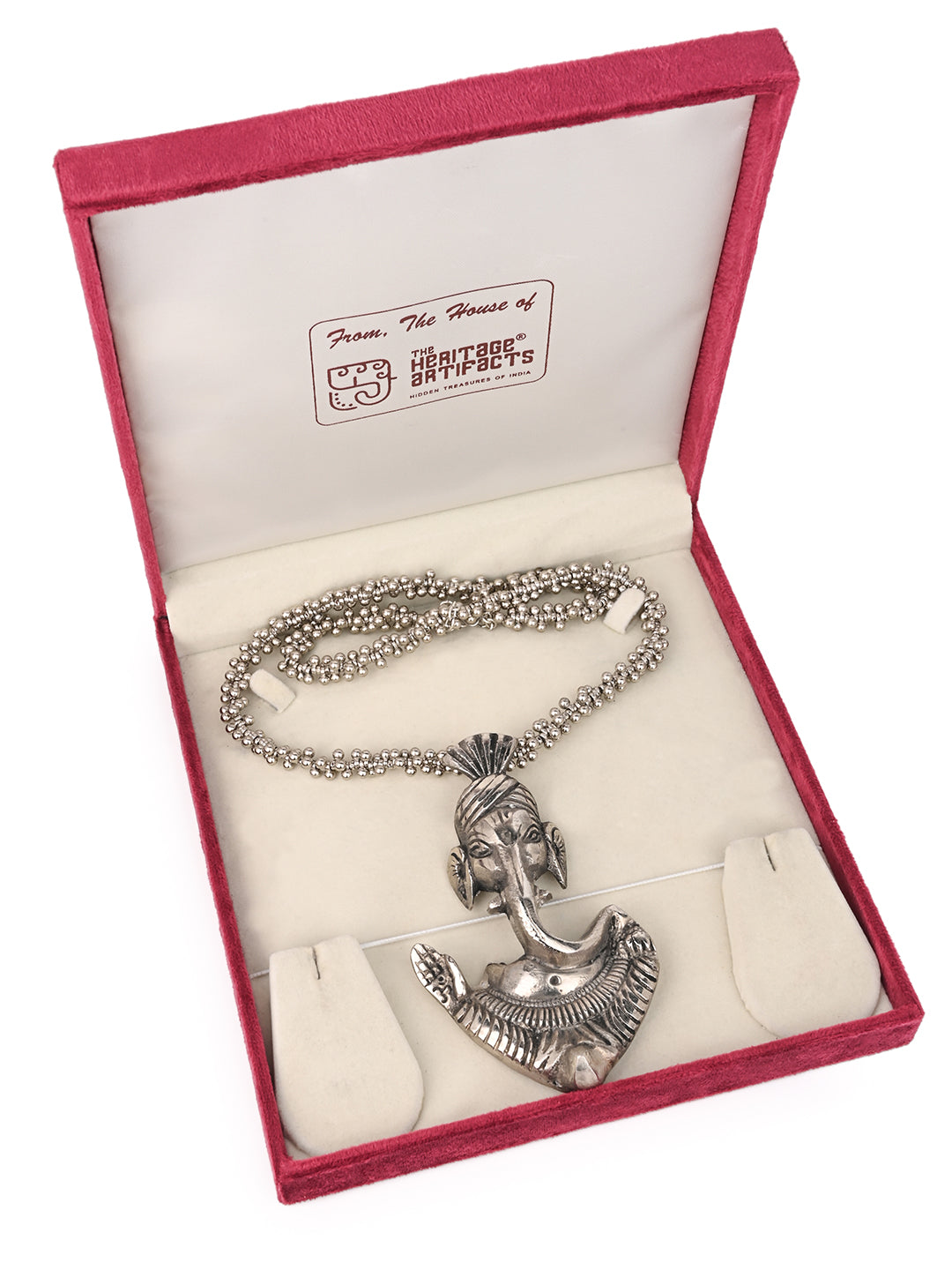 MAURYANA - Oxidised silver lord ganesha necklace - one size