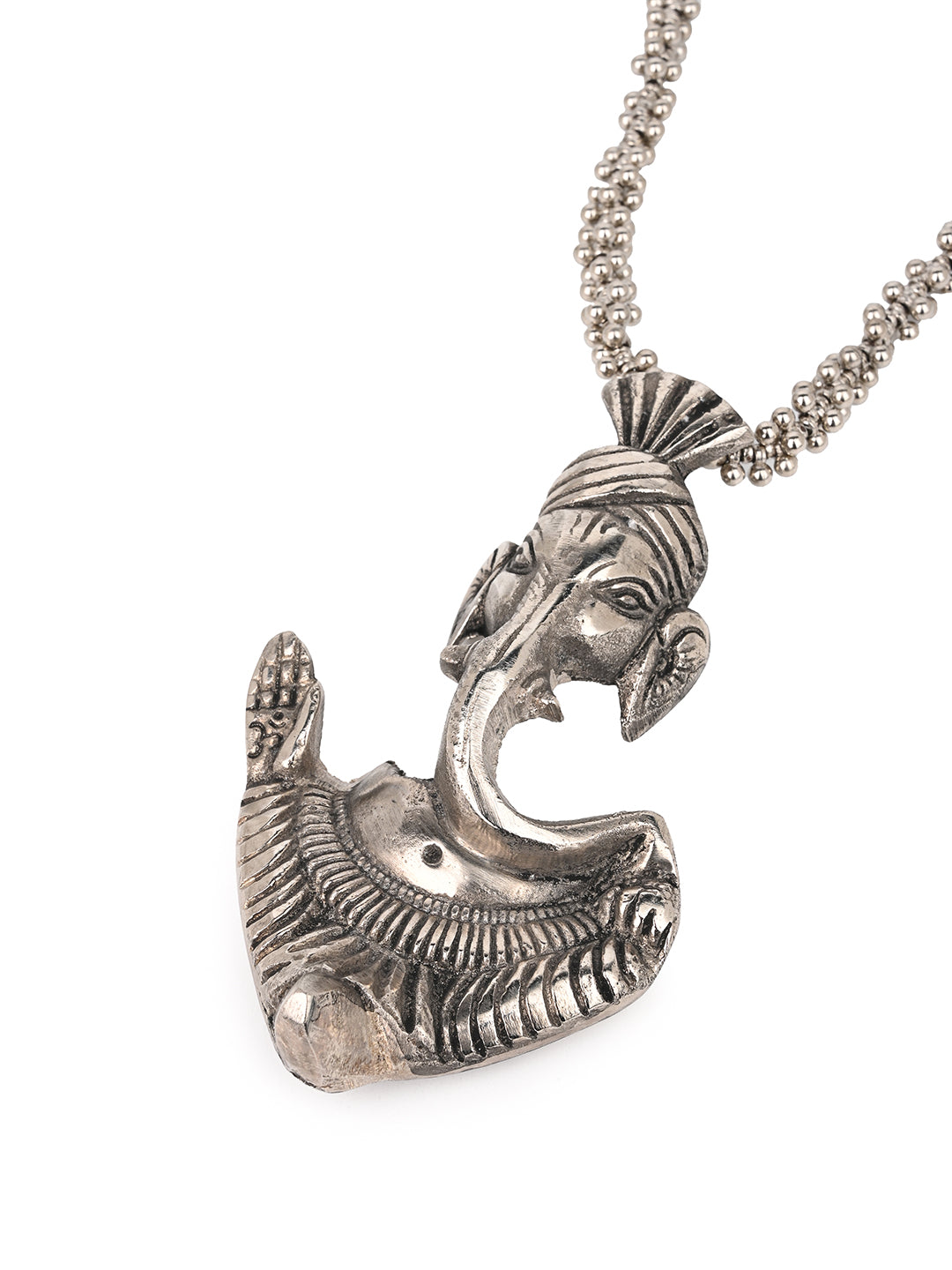 MAURYANA - Oxidised silver lord ganesha necklace - one size