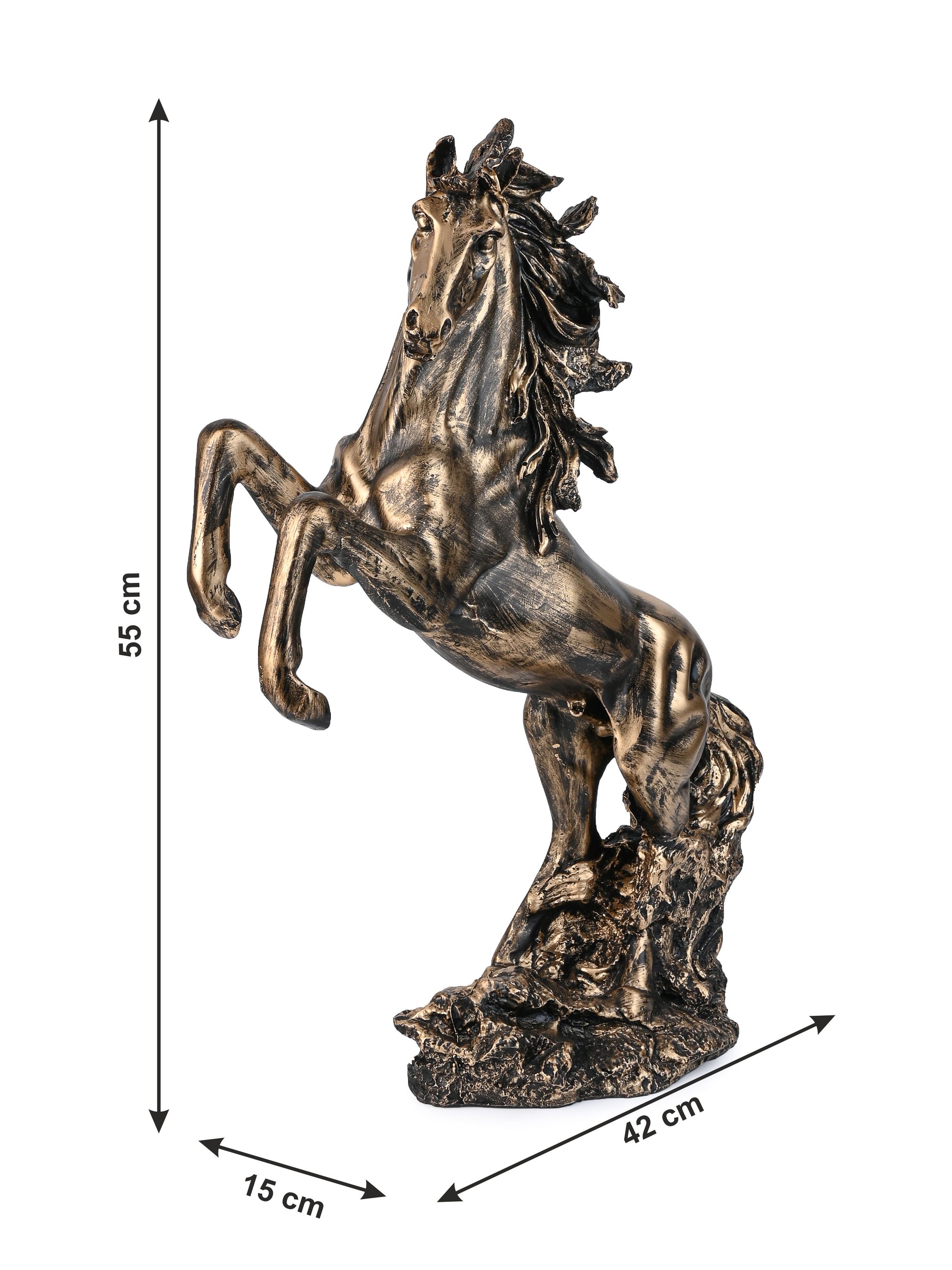 Resin Crafted Rearing Horse Decorative Statue - 2 feet height