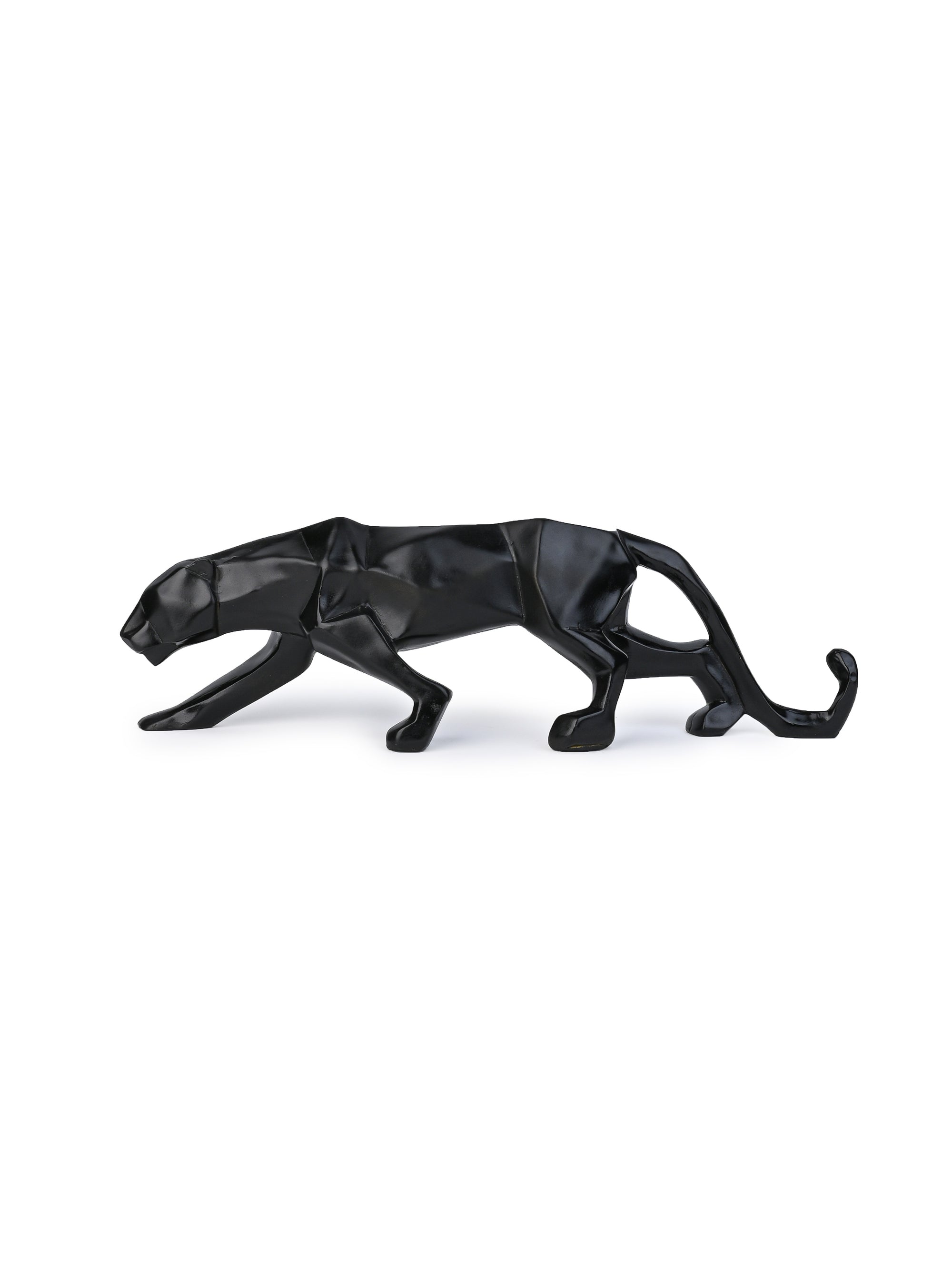 Geometric Design Black Panther Decorative Showpiece Crafted from Resin - 15 inches