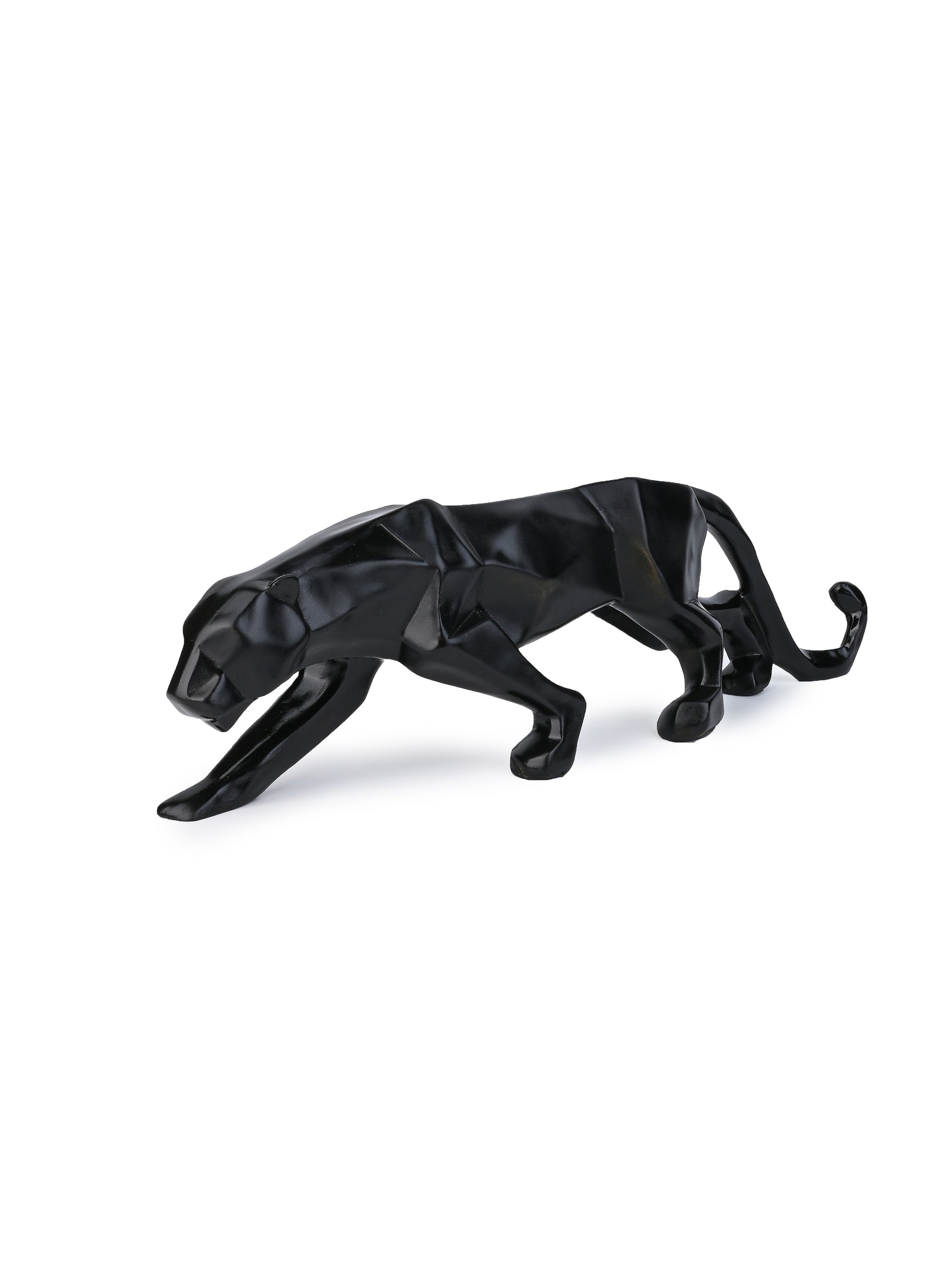 Geometric Design Black Panther Decorative Showpiece Crafted from Resin - 15 inches