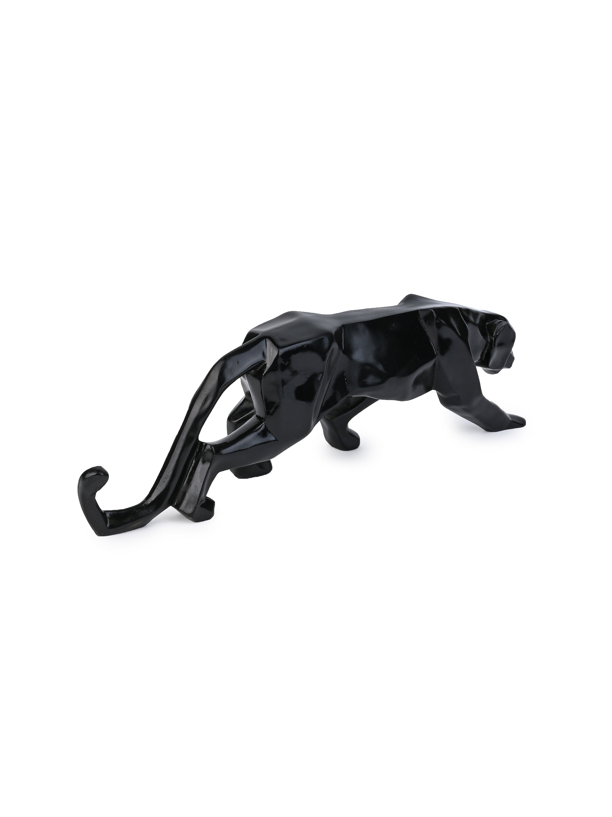 Geometric Design Black Panther Decorative Showpiece Crafted from Resin - 15 inches